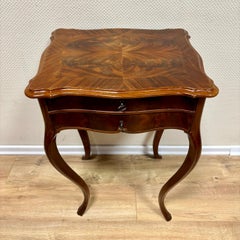 Antique sewing table  France around 1870  mahogany  curved legs