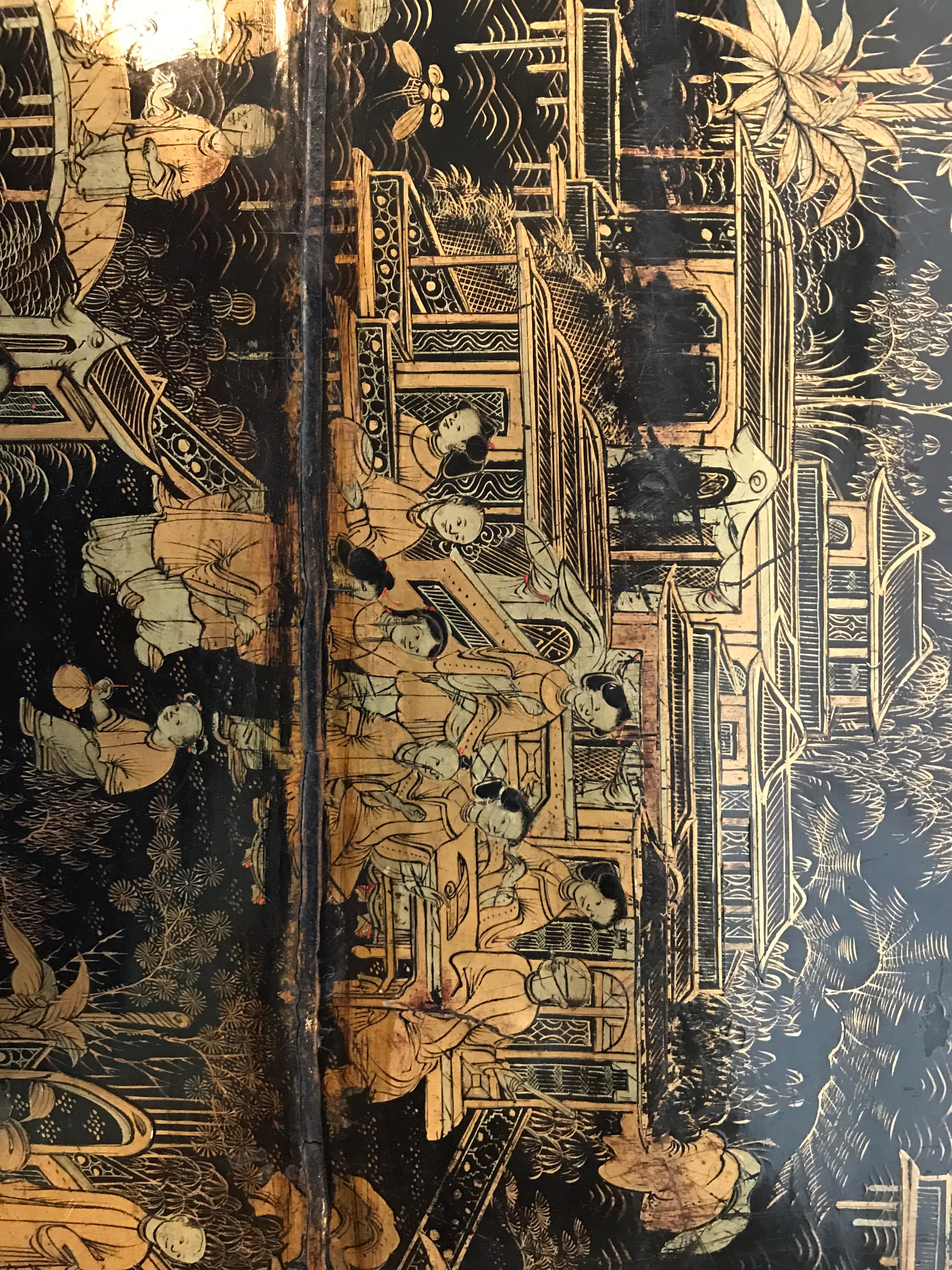 Antique Sewing Table with Chinoiserie Lacquer 'English, Early 19th Century' 1