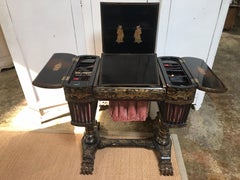 Antique Sewing Table with Chinoiserie Lacquer 'English, Early 19th Century'