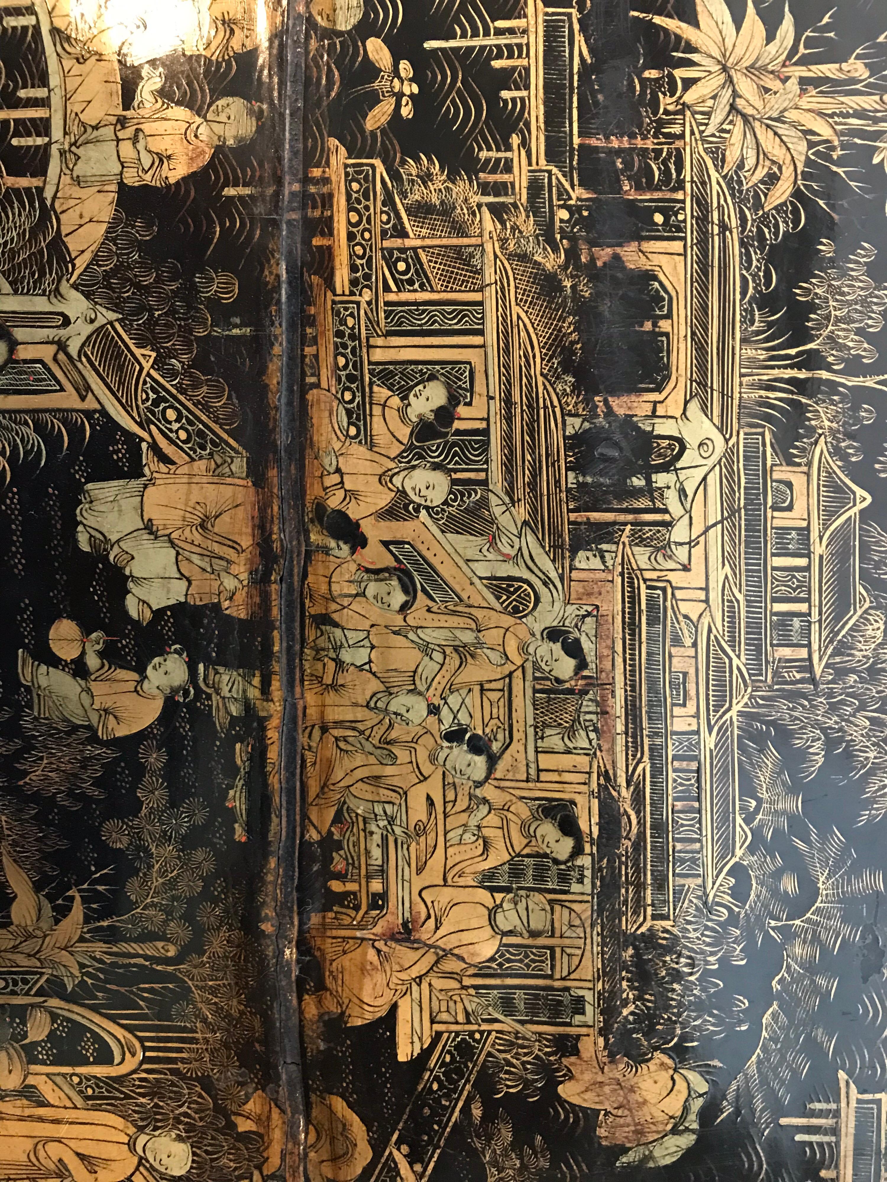 Table à couture ancienne avec laque Chinoiserie (anglaise, début du XIXe siècle) en vente 1