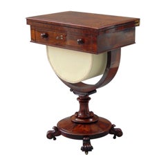 Antique Sewing Work Table with Games, Chess, Lamp Table