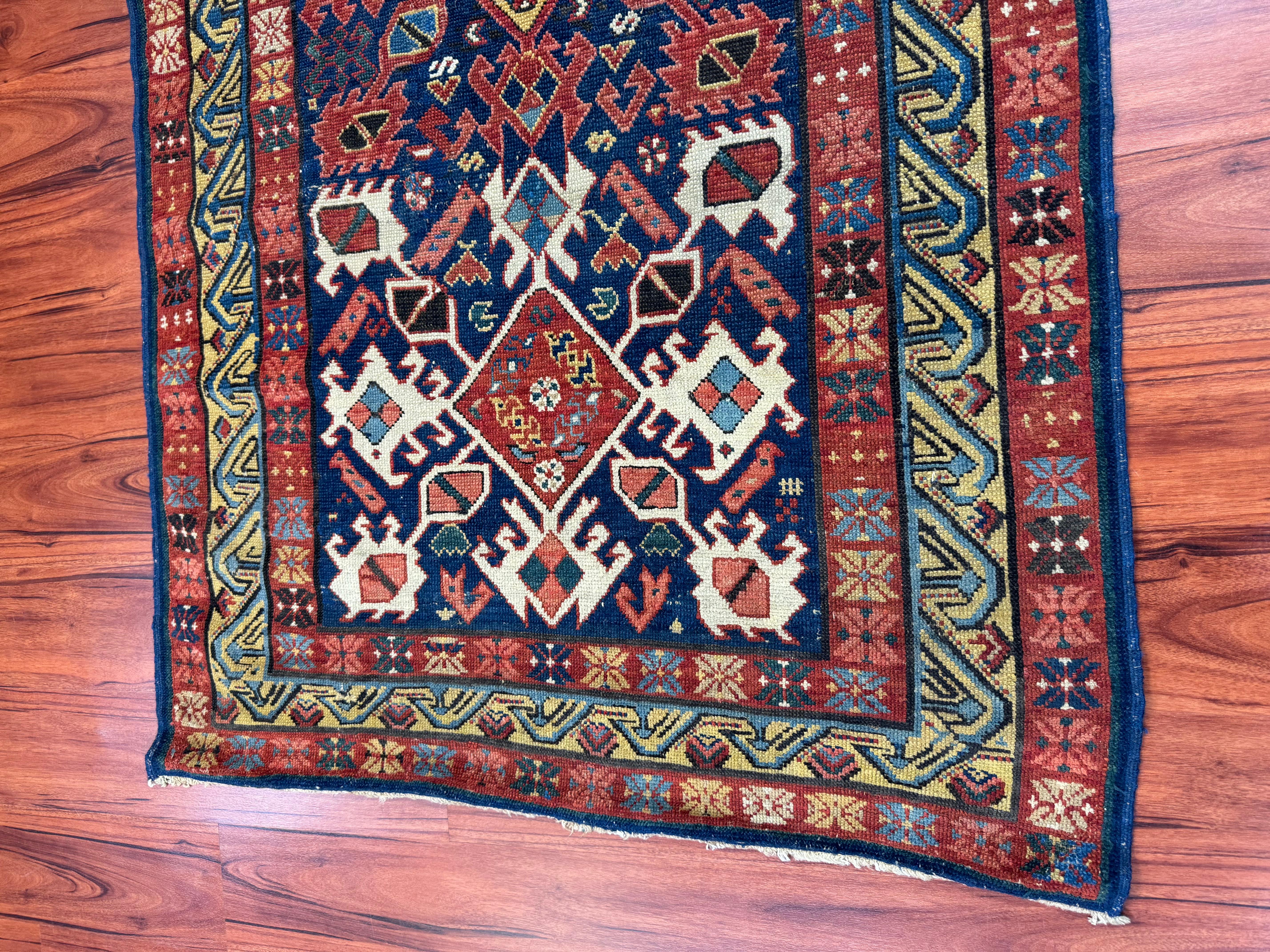 Antiker kaukasischer Seychour-Teppich (Kasachisch) im Angebot