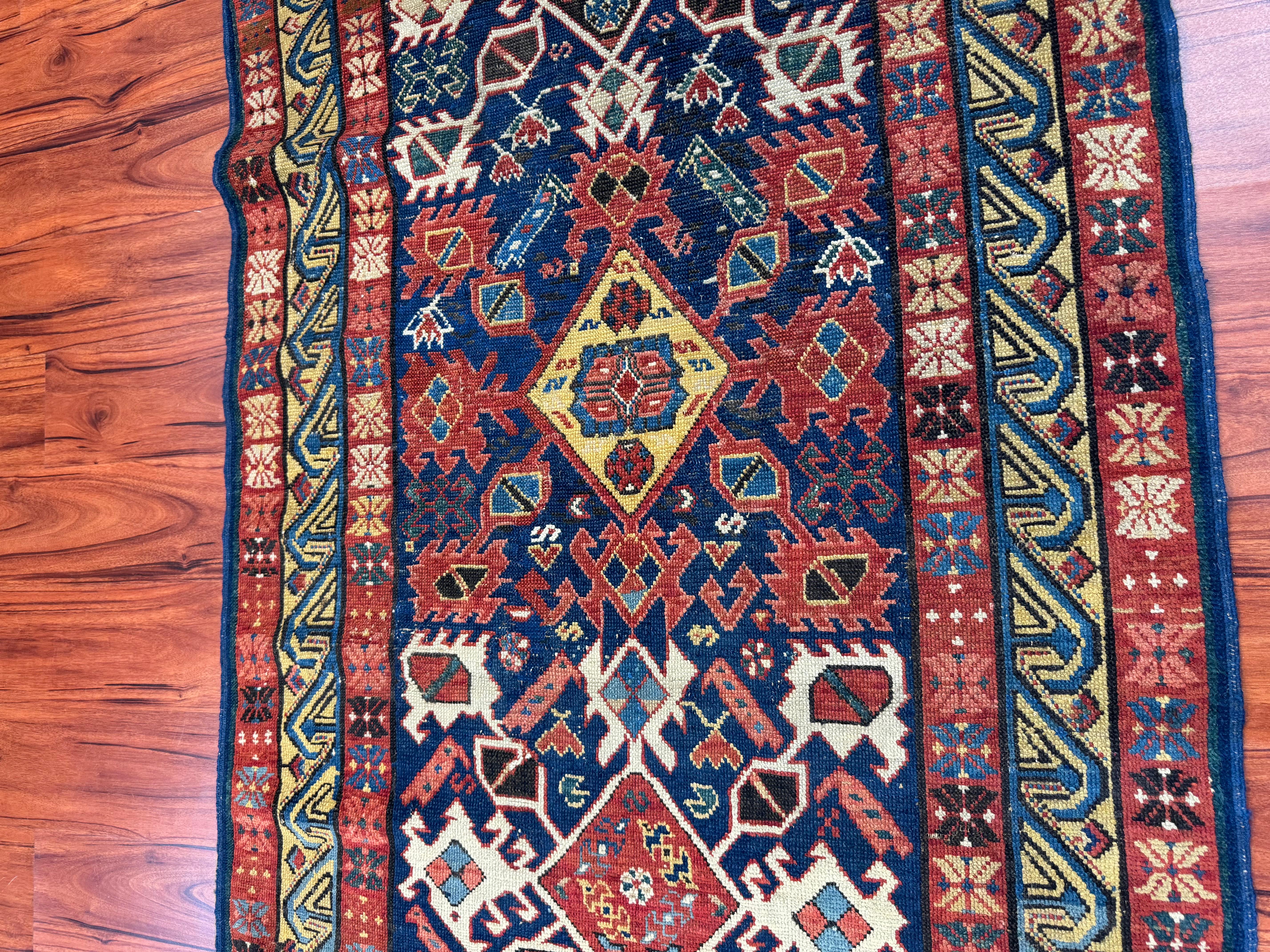 Antiker kaukasischer Seychour-Teppich (Wolle) im Angebot