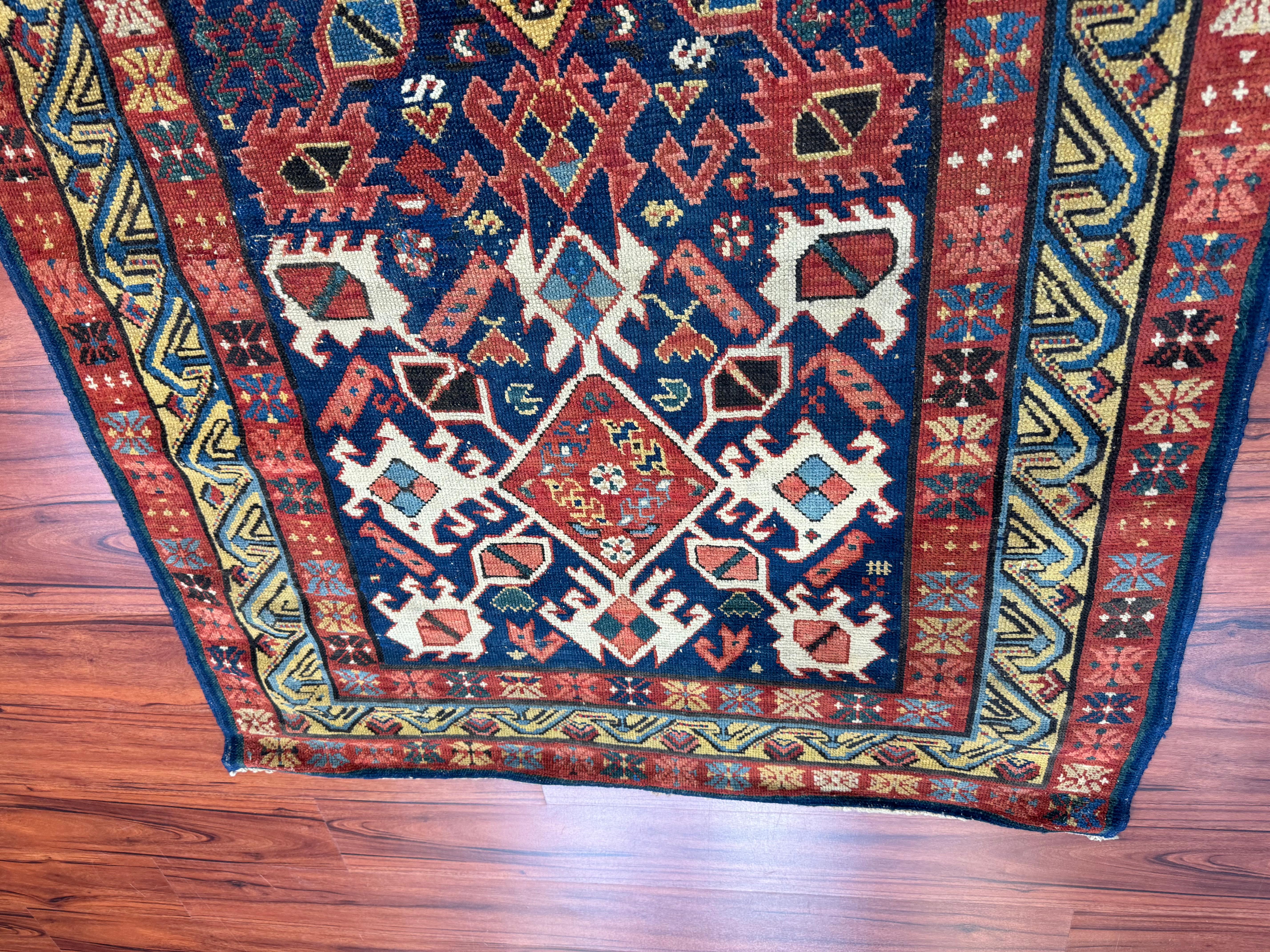 Antiker kaukasischer Seychour-Teppich im Angebot 1