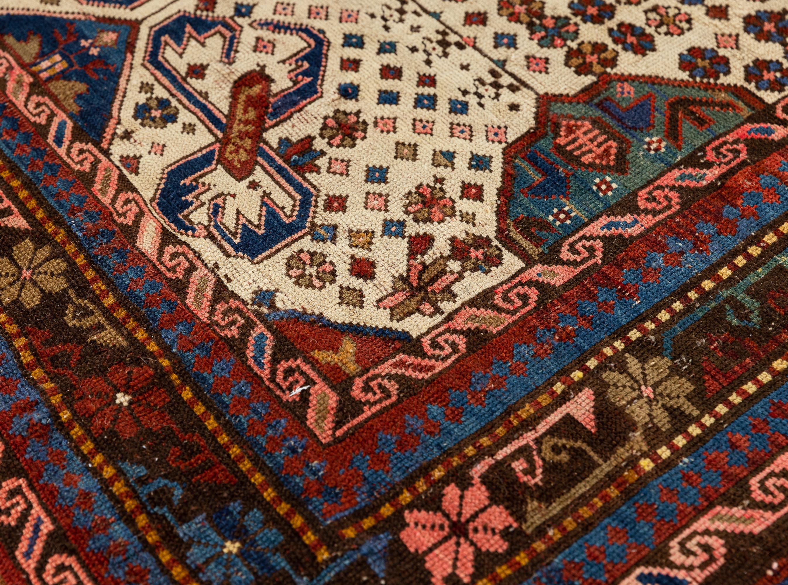 Hand-Knotted Antique Seychour Kuba Caucasian Rug For Sale