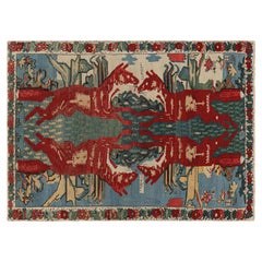Antiker Seychour-Teppich mit Fuchsbildern und Blumenmustern, von Rug & Kilim