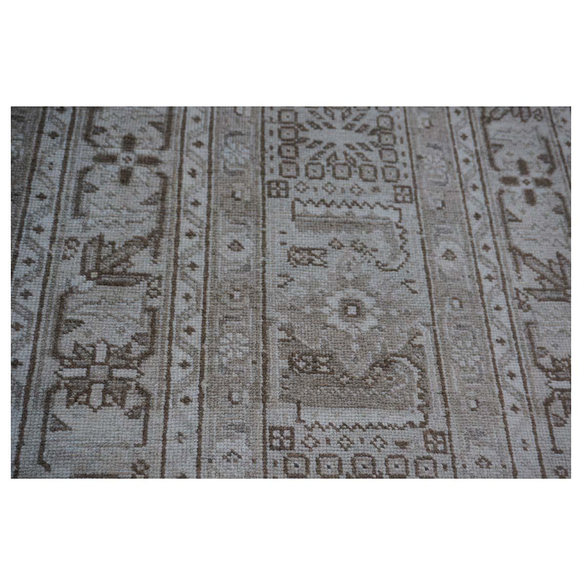 Antique Shabby Chic Distressed Persian Tabriz 13x18 Ivory & Tan Handmade Rug For Sale 10
