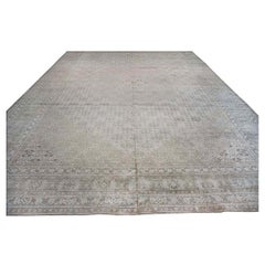 Antique Shabby Chic Distressed Persian Tabriz 13x18 Ivory & Tan Handmade Rug