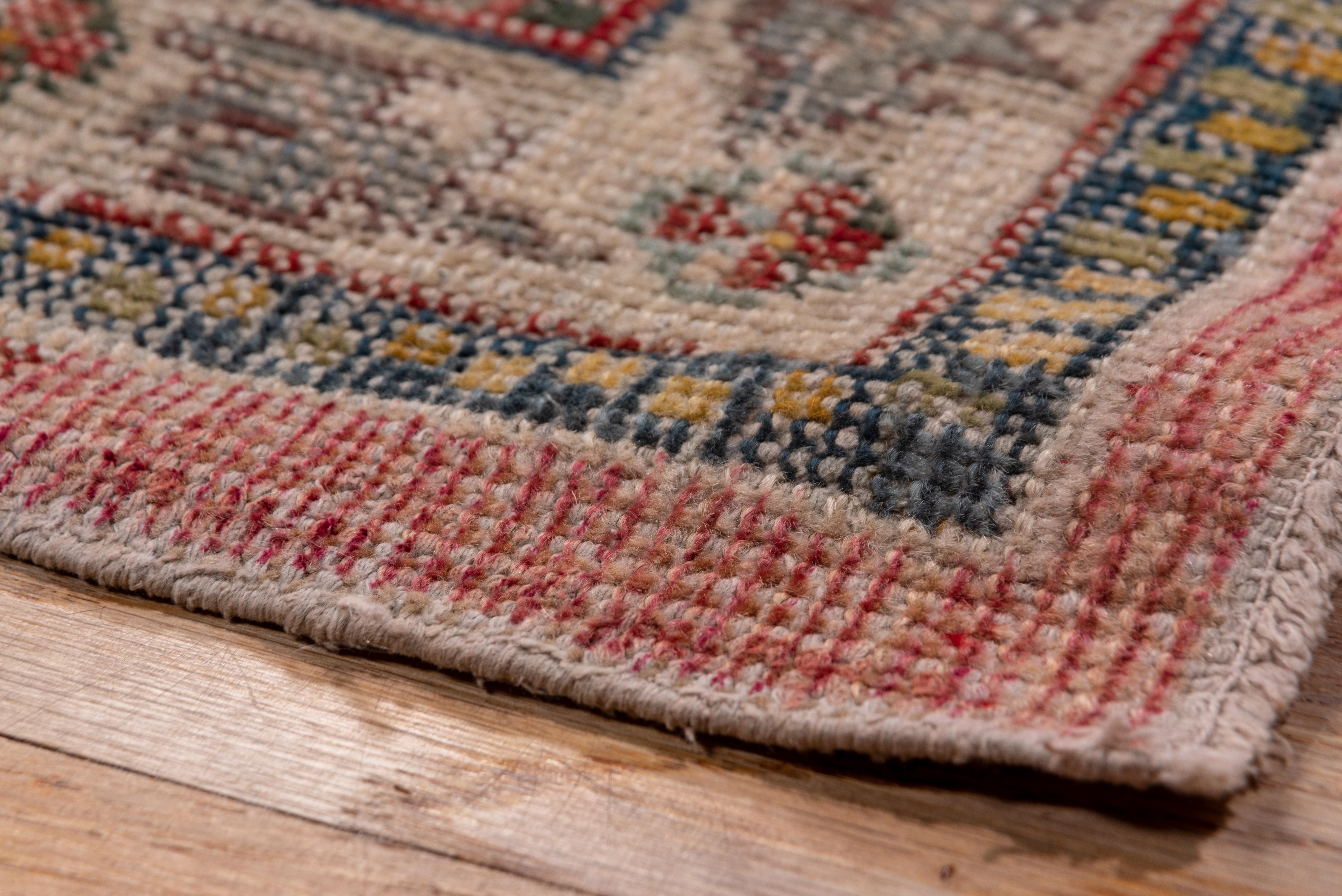 Wool Antique Shabby Chic Oushak Carpet, circa 1900 For Sale