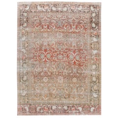 Antique Shabby Chic Red Mahal Wool Rug