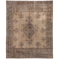 Antique Shabby Chic Turkish Sivas Rug, Neutral and Brown Palette, circa 1930s