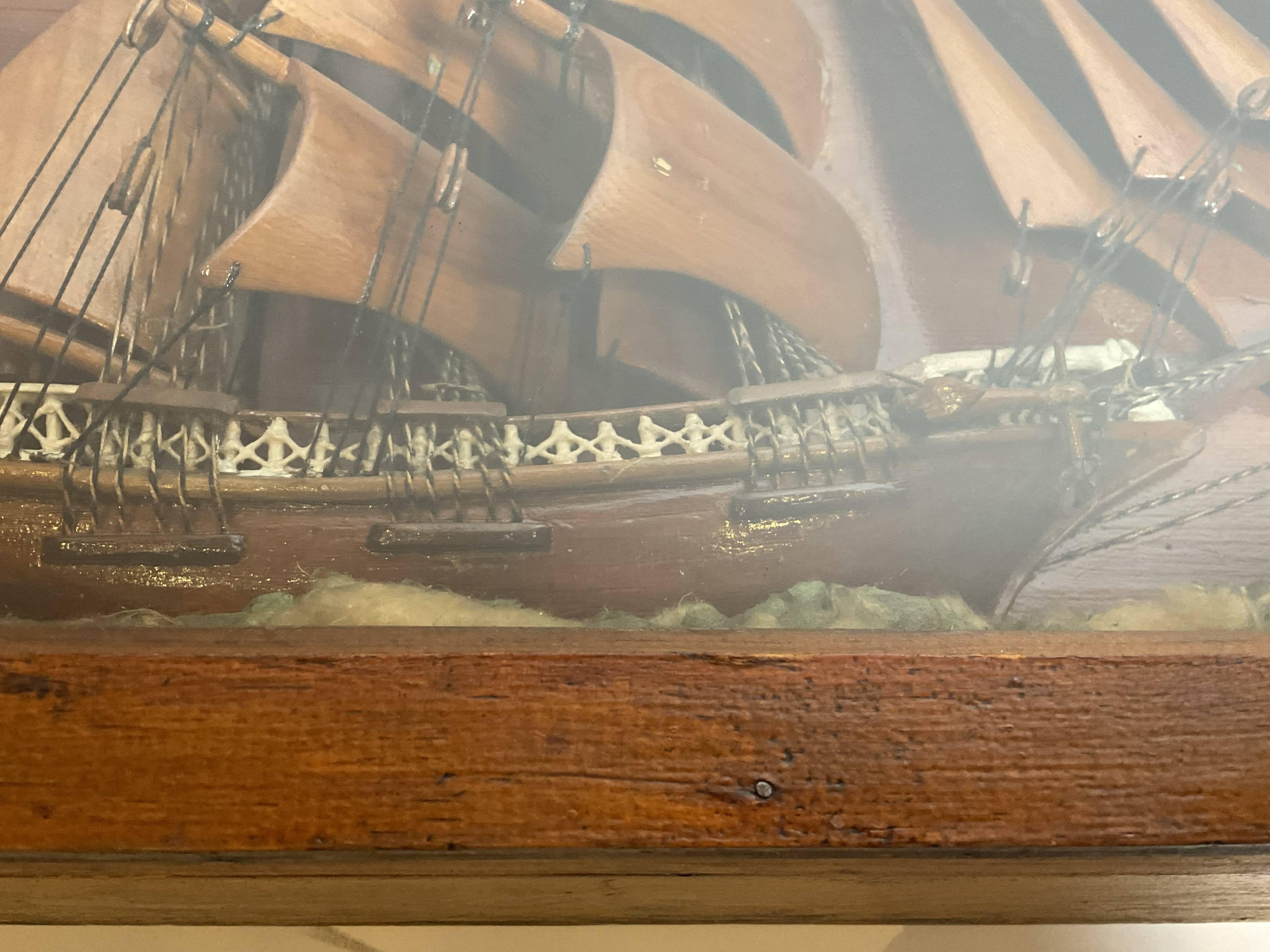 Antico modello di nave in Shadowbox in vendita 5