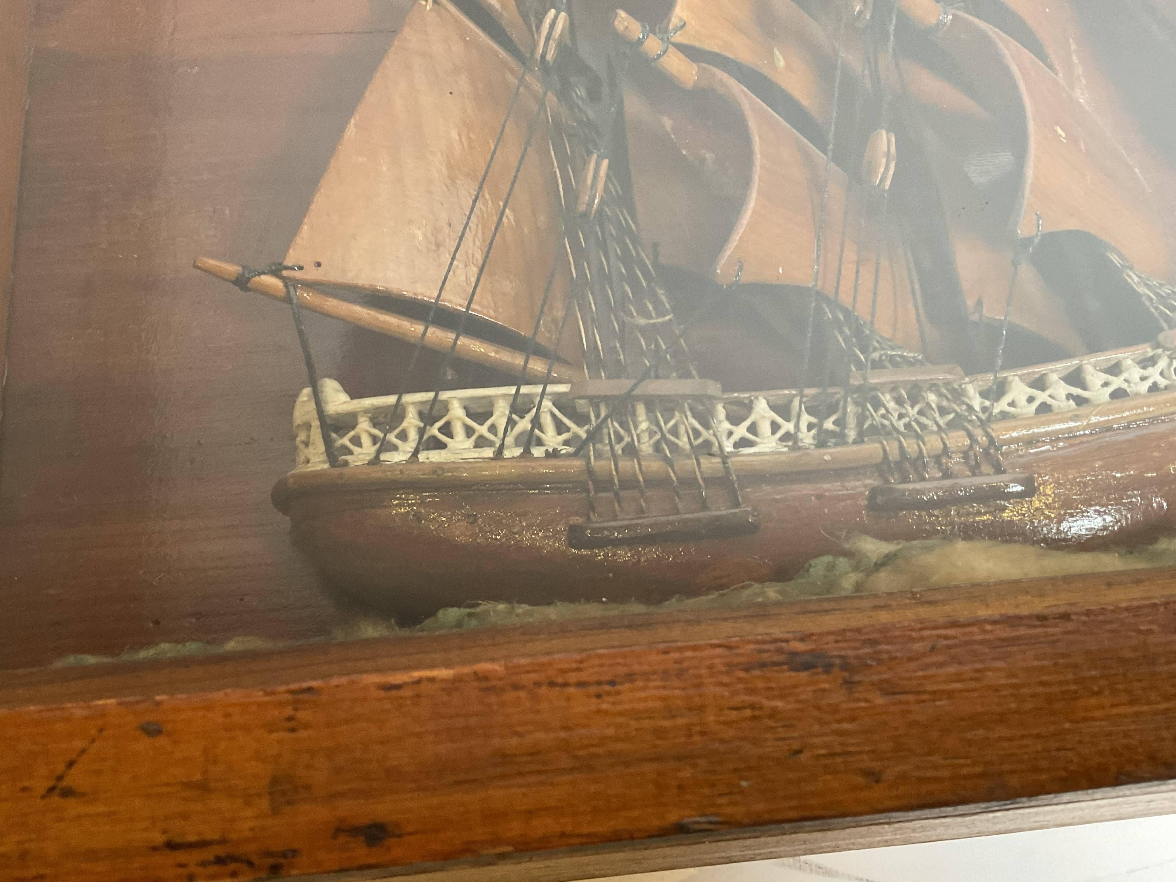 Antico modello di nave in Shadowbox in vendita 17