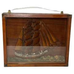 Antique Shadowbox Ship Model