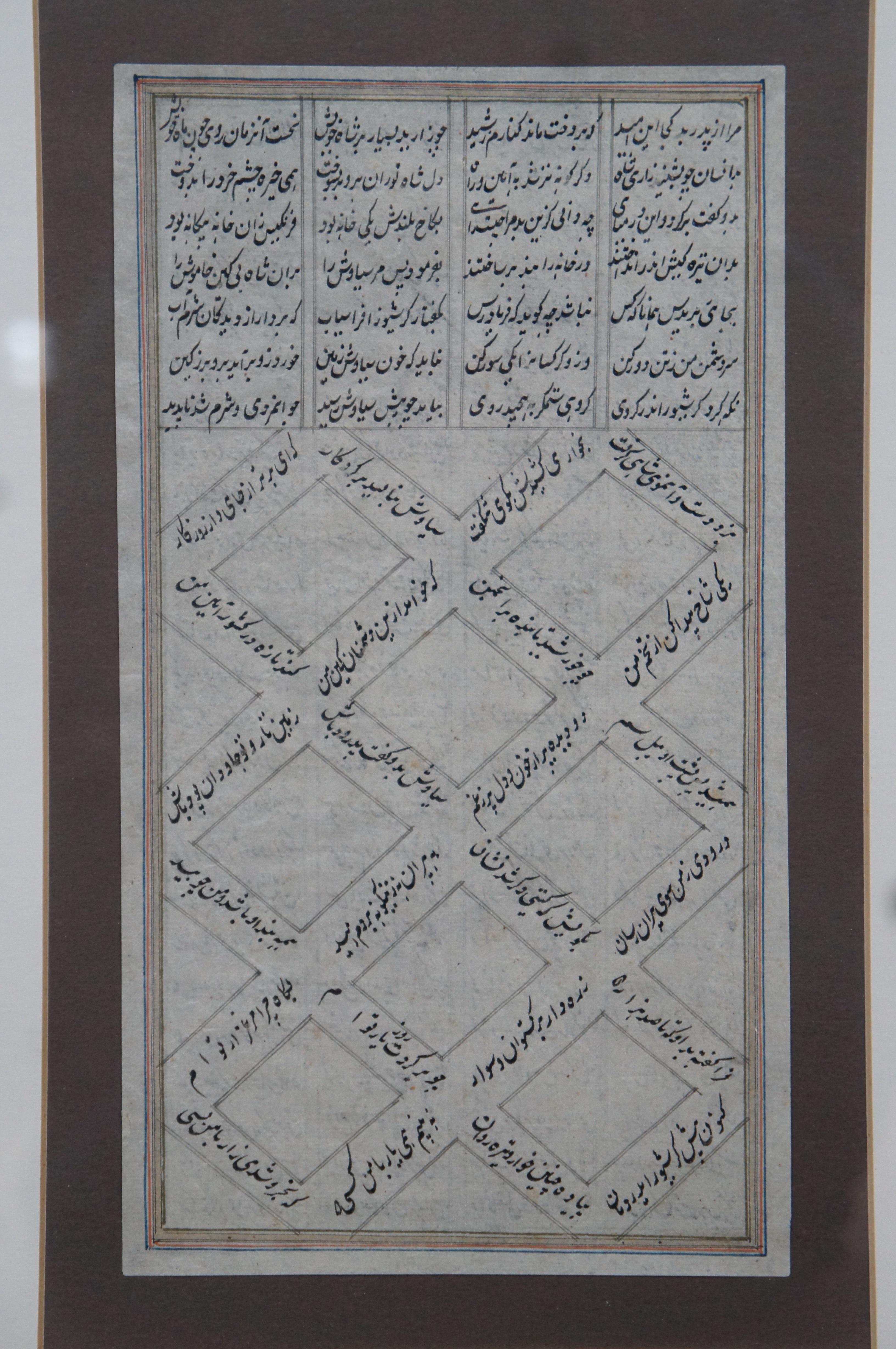 20th Century Antique Shahnameh Epic Persian Arabic Calligraphy Book Page Vellem Panel For Sale