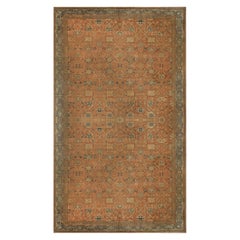 Tappeto antico Shahrestan Geometrico Floreale Beige Marrone e Blu in Lana