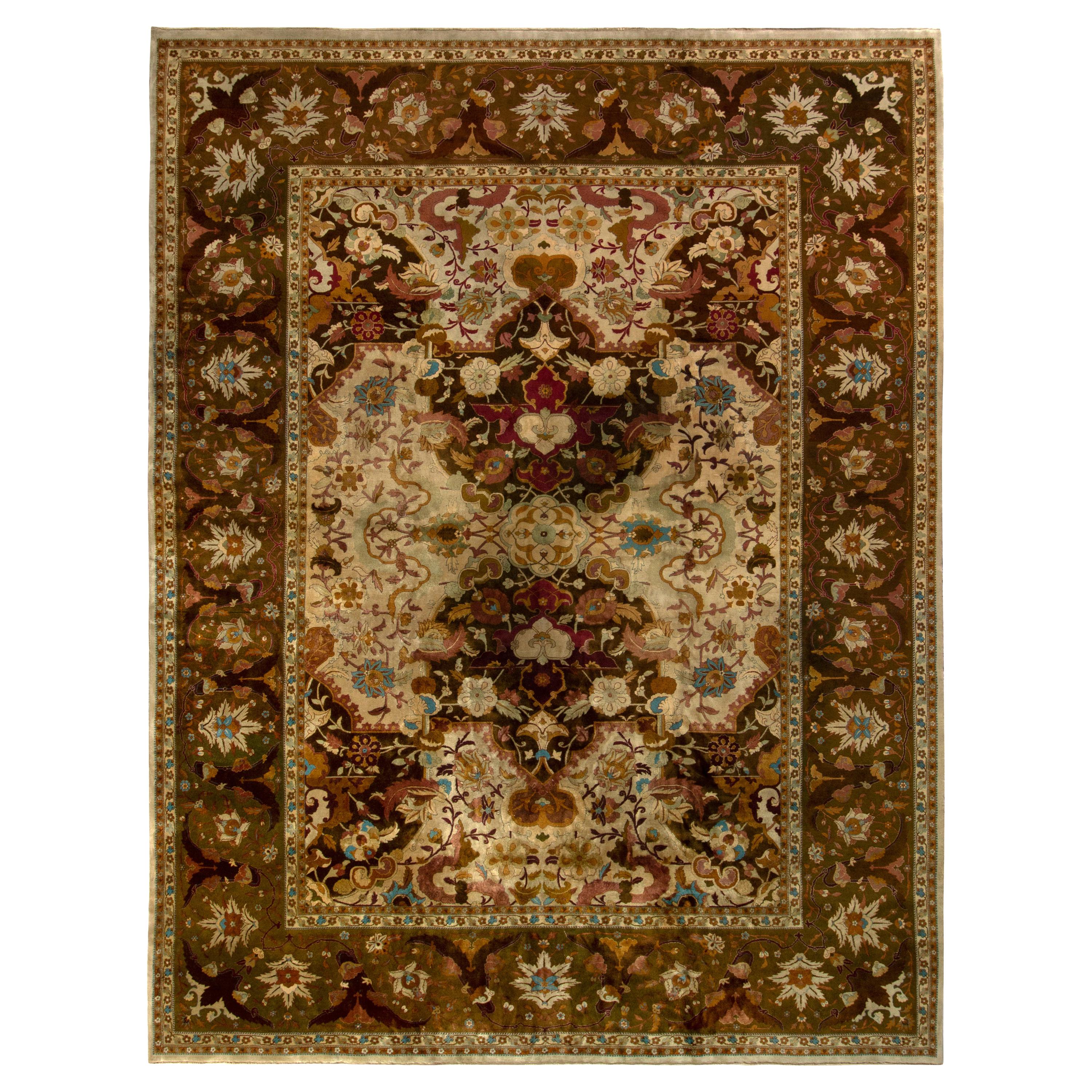 Antique Shahrestan Style Rug in Rich Colors & Floral Patterns For Sale