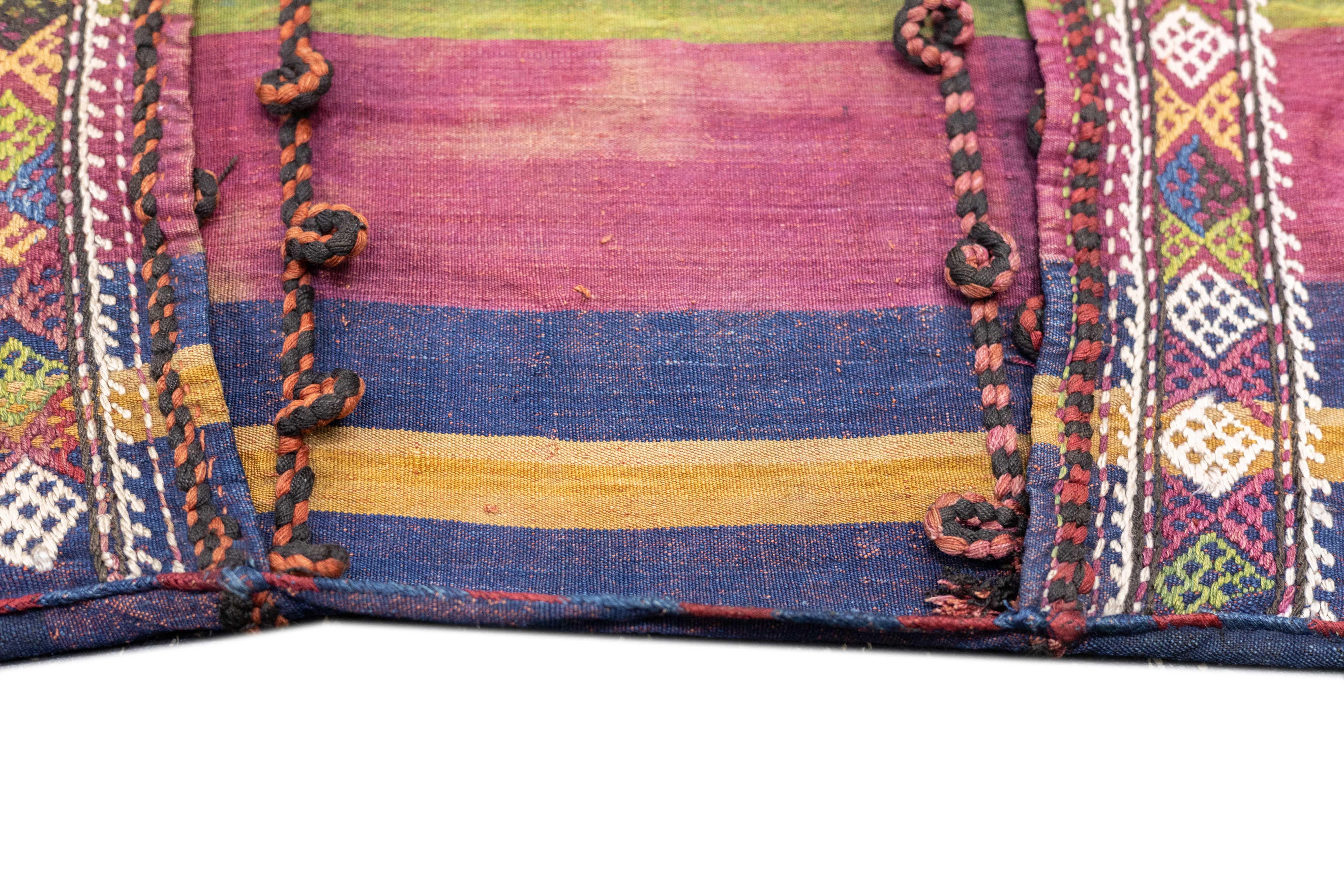 Antique Shahsaband Silk Textile Bag 1'7'' x 3'6'' For Sale 4