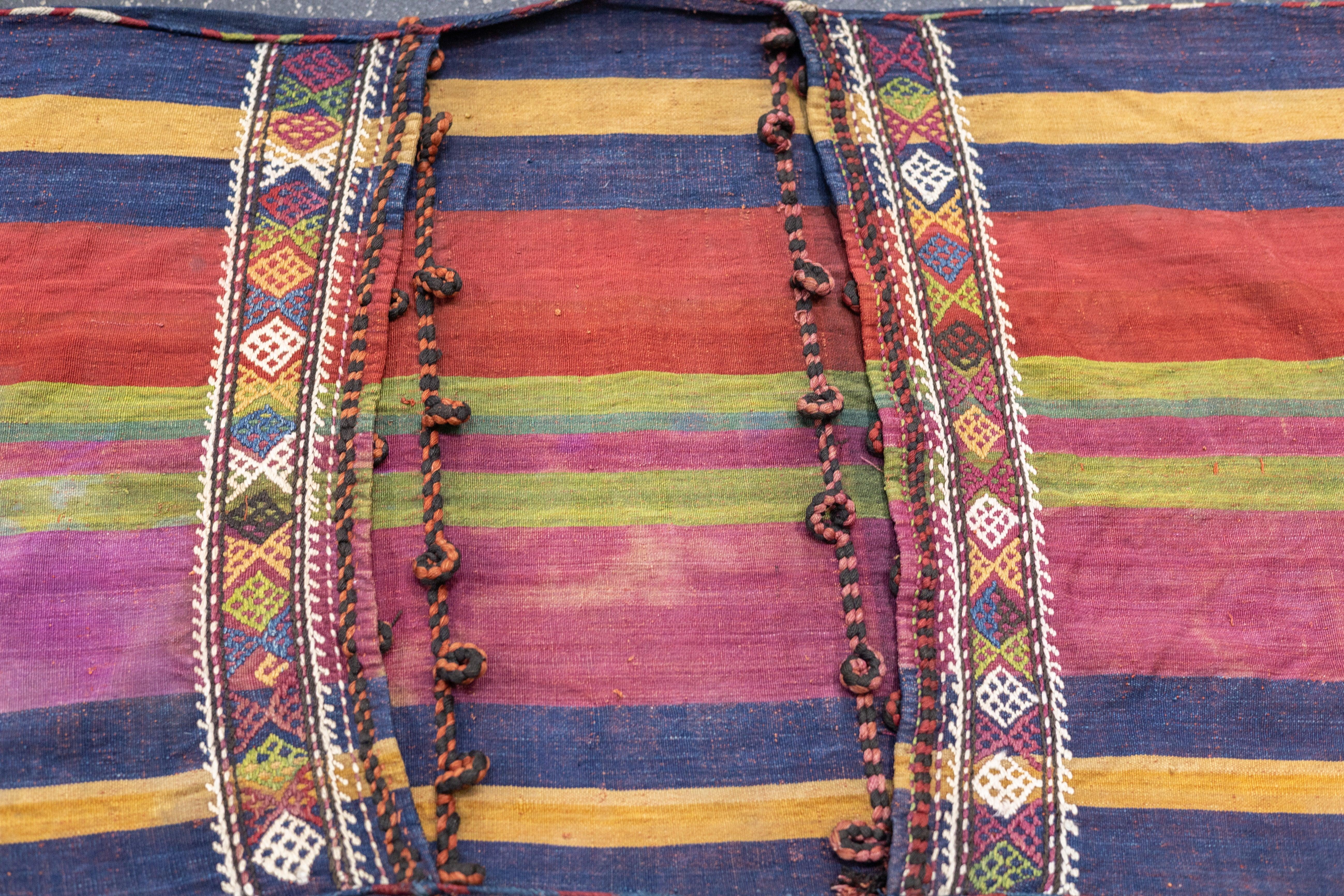 Antique Shahsaband Silk Textile Bag 1'7'' x 3'6'' For Sale 5