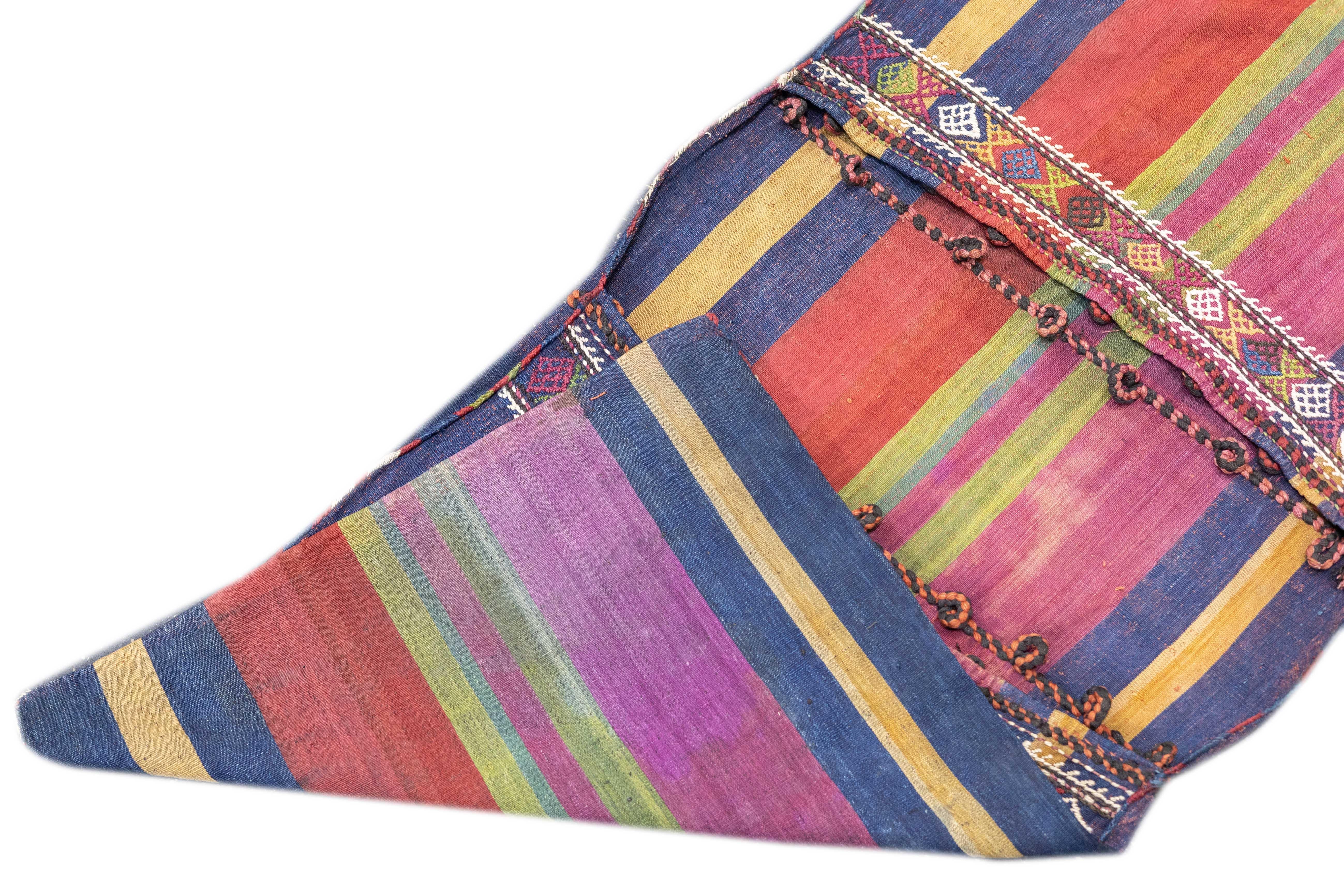 Hand-Knotted Antique Shahsaband Silk Textile Bag 1'7'' x 3'6'' For Sale