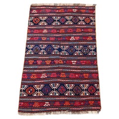 Antique Shahsavan Kilim in Sumak Technique, Azerbaijan 19th Century