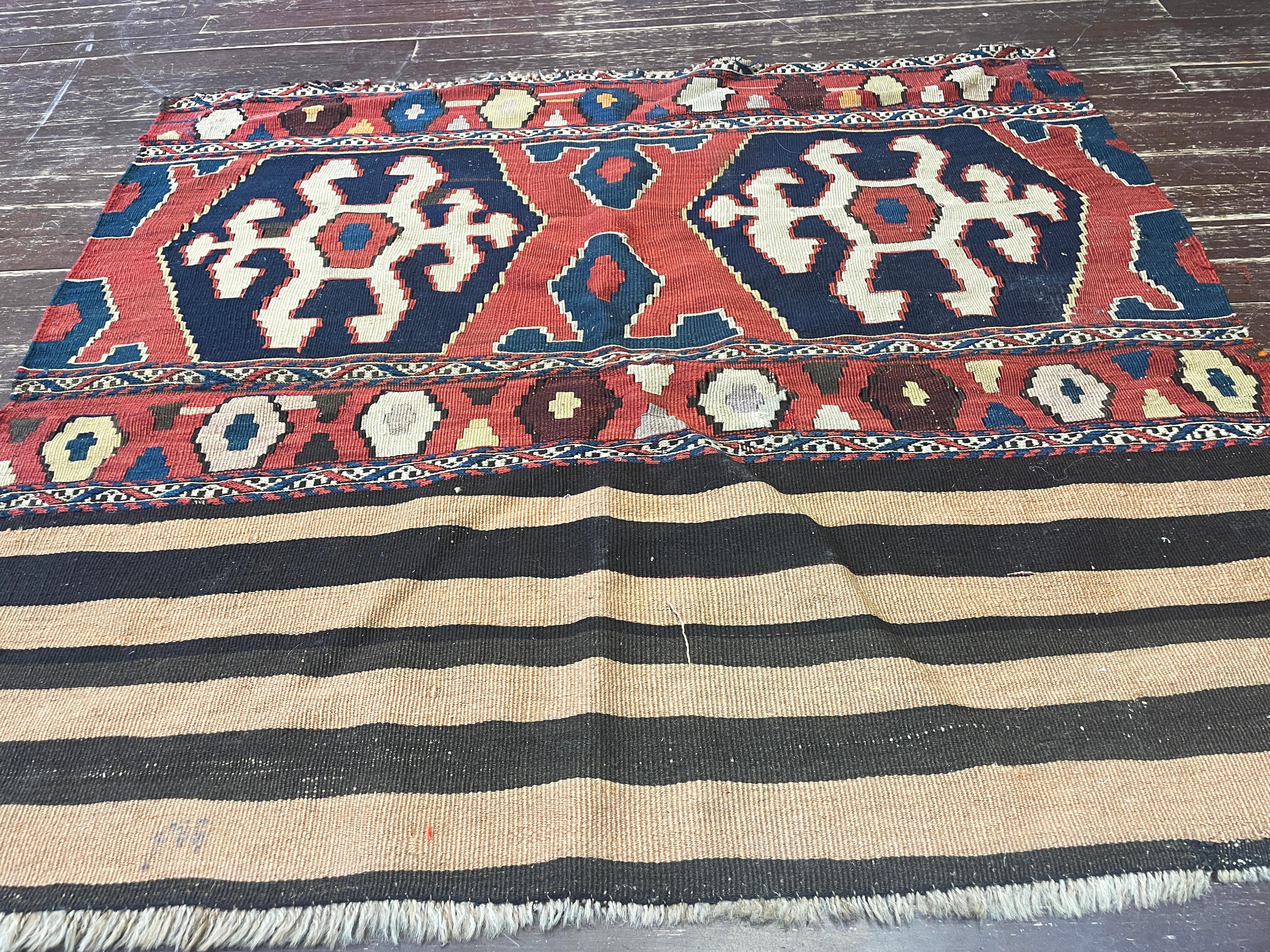 Hand-Knotted Antique Shahsavan Kilim/Rug, c-1900's AS IS For Sale
