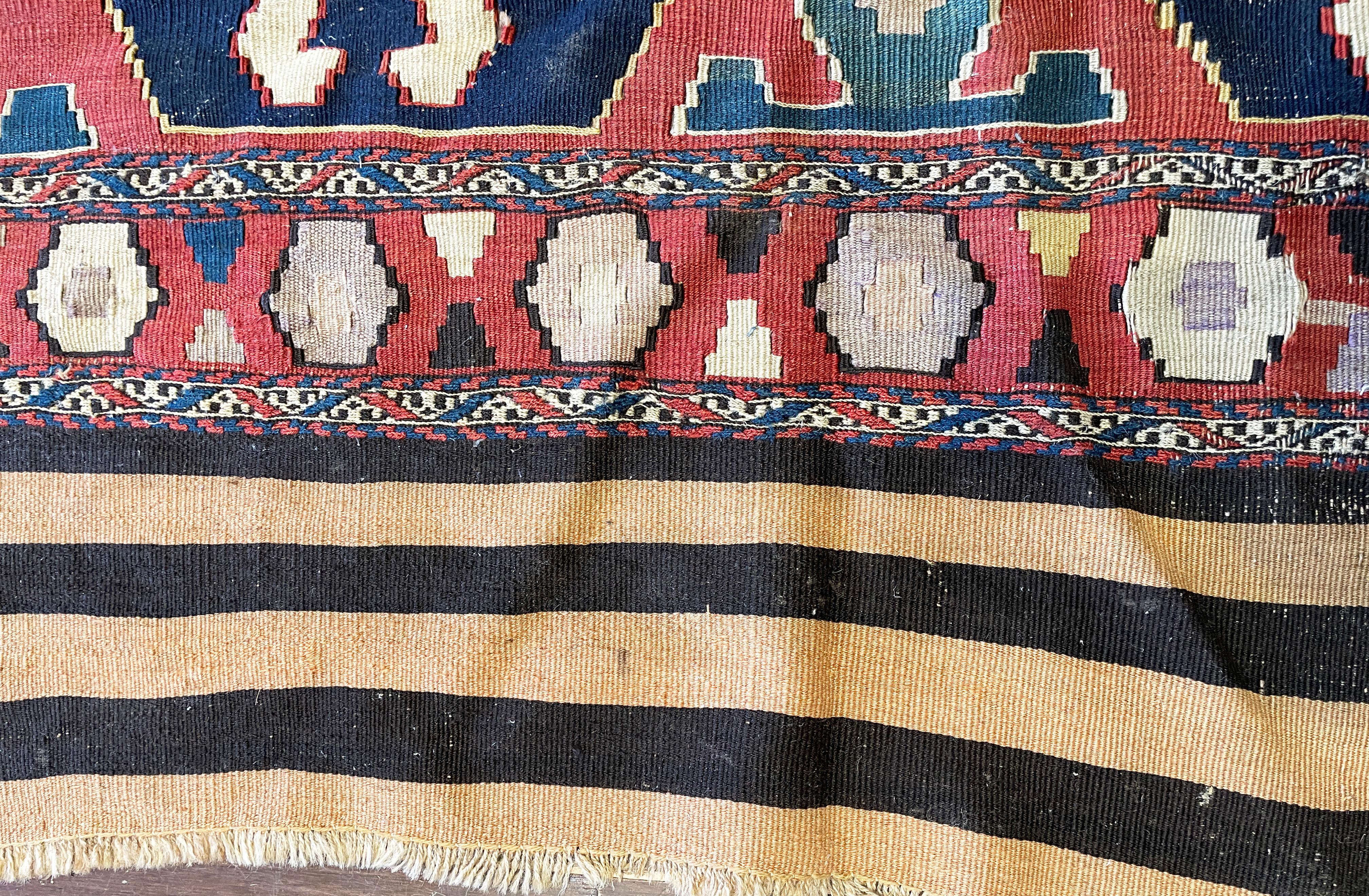 Antique Shahsavan Kilim/Rug, c-1900's AS IS In Fair Condition For Sale In Evanston, IL