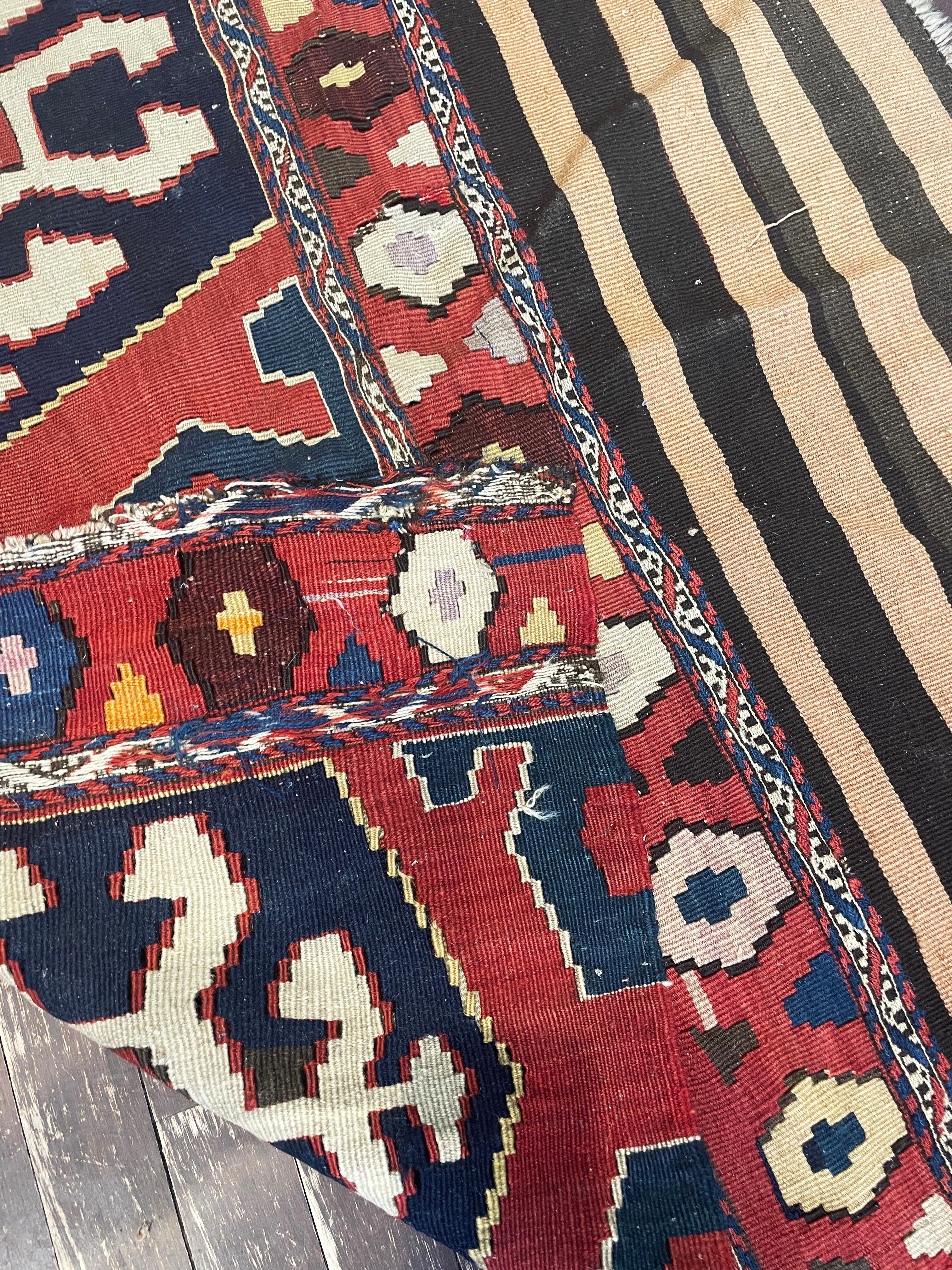 Antique Shahsavan Kilim/Rug, c-1900's AS IS In Good Condition For Sale In Evanston, IL