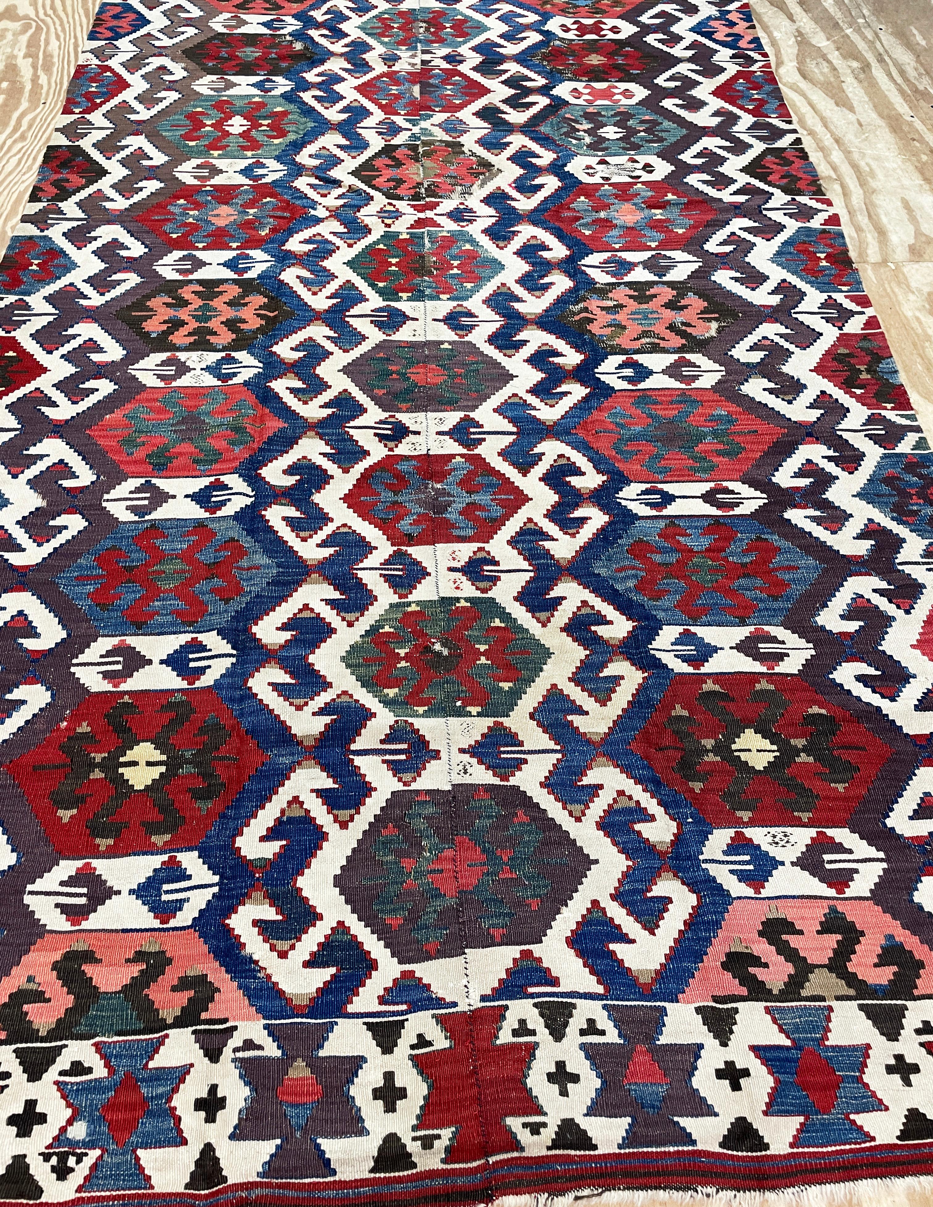 Antique Shahsavan Kilim/Rug Large and unusual, c-1900's AS IS For Sale 2