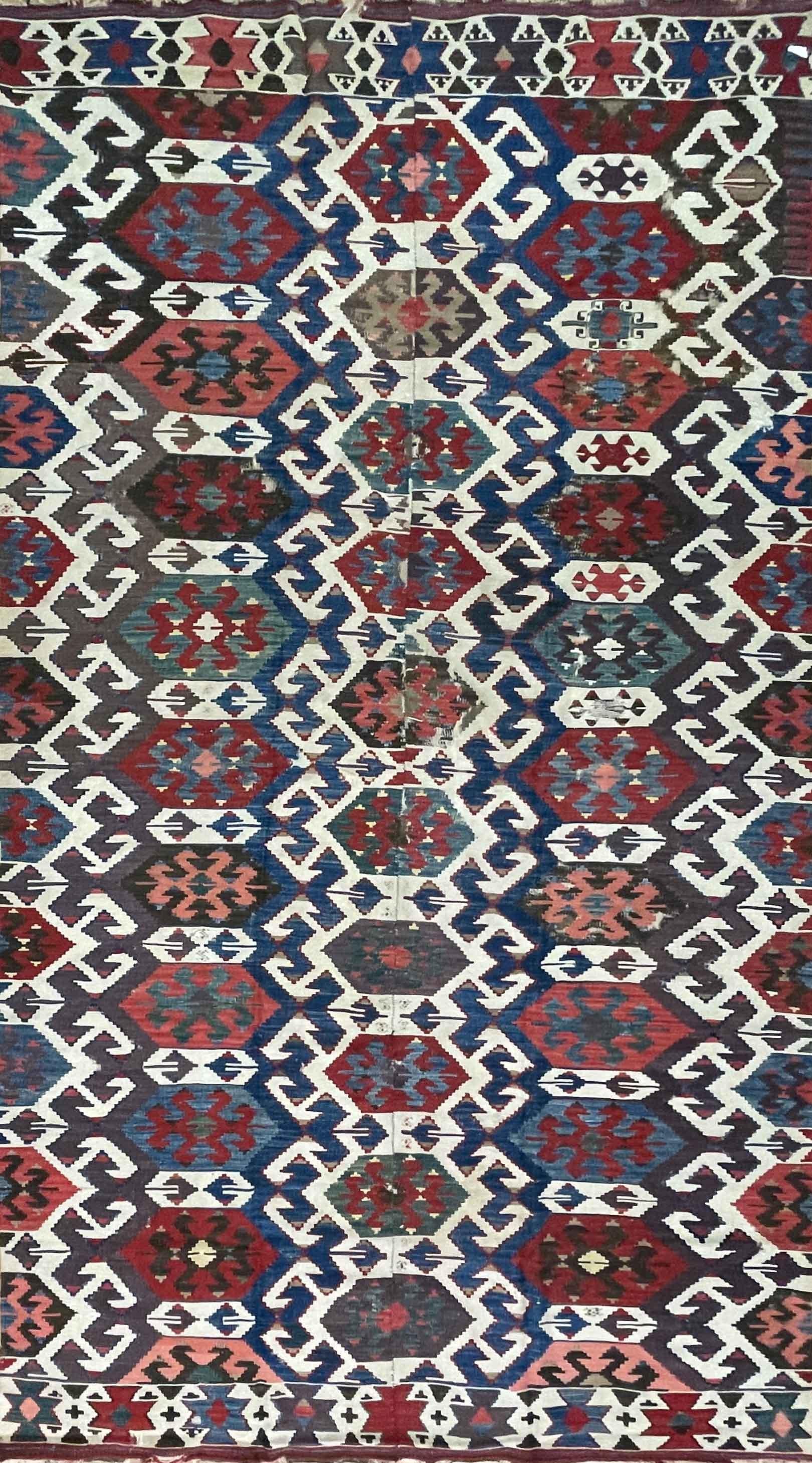 Antique Shahsavan Kilim/Rug Large and unusual, c-1900's AS IS For Sale