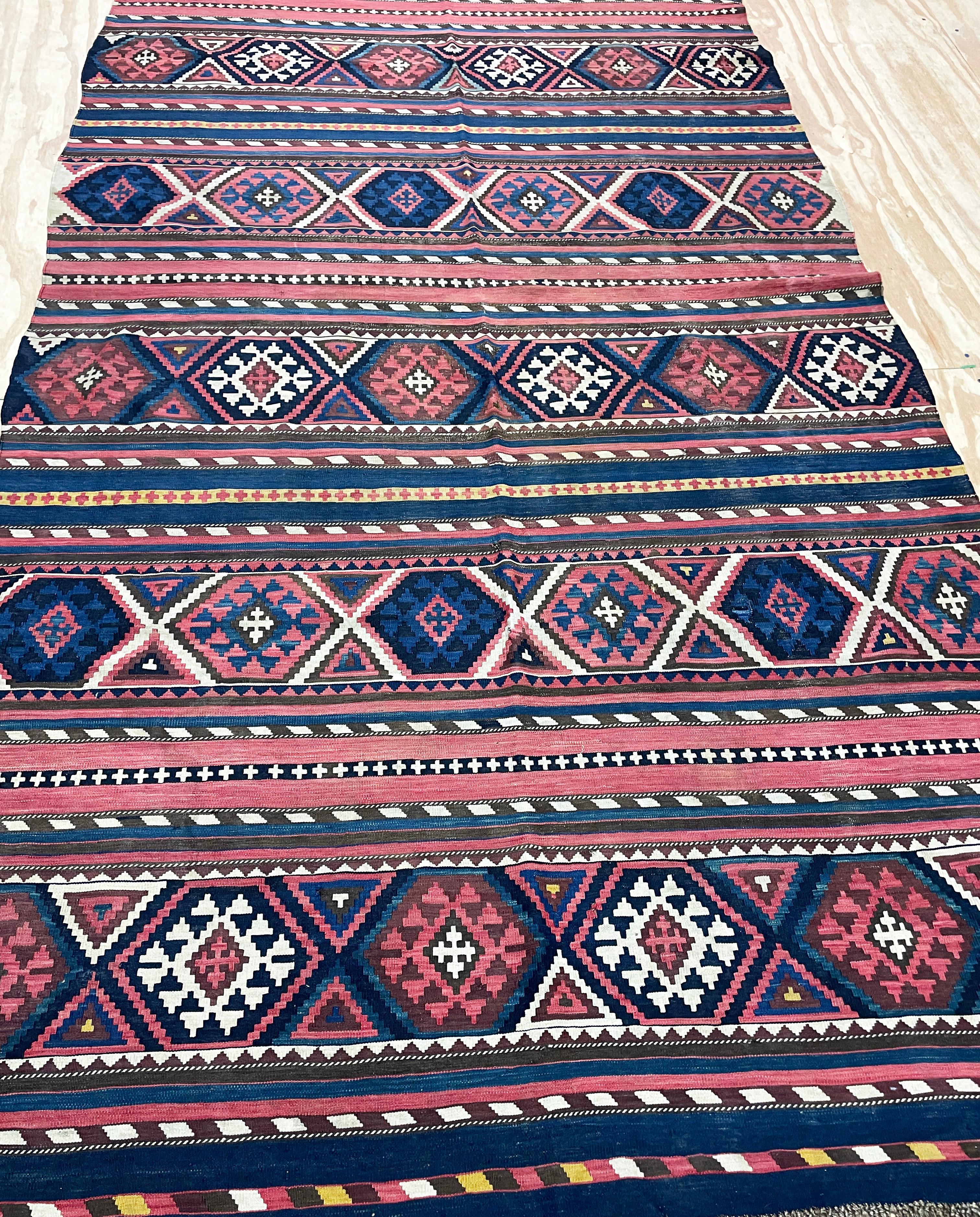 Antique Shahsavan Kilim/Rug Large and unusual, c-1900's  In Good Condition For Sale In Evanston, IL