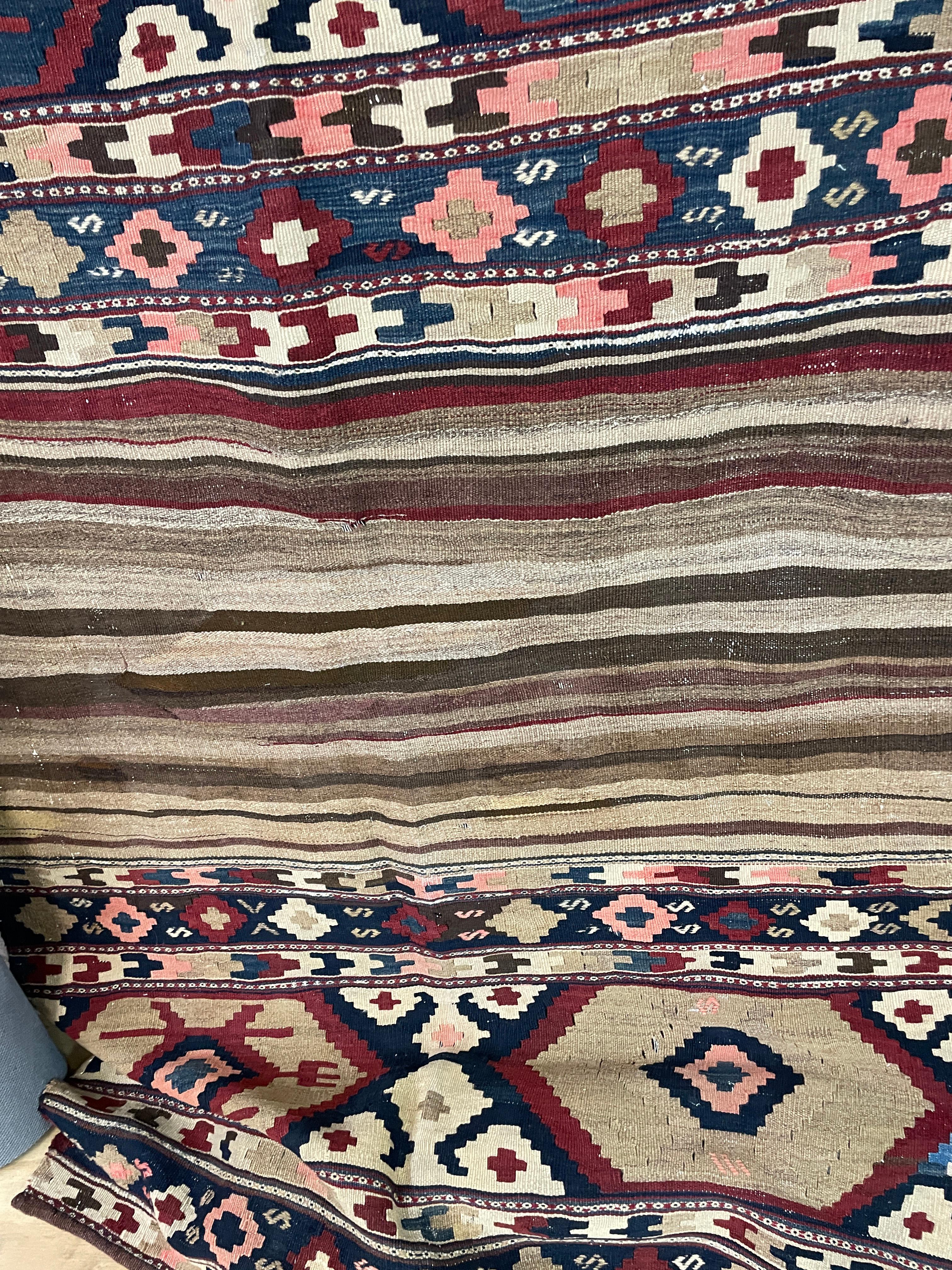 Hand-Knotted Antique Shahsavan Kilim/Rug, Mafrash, c-1900's For Sale