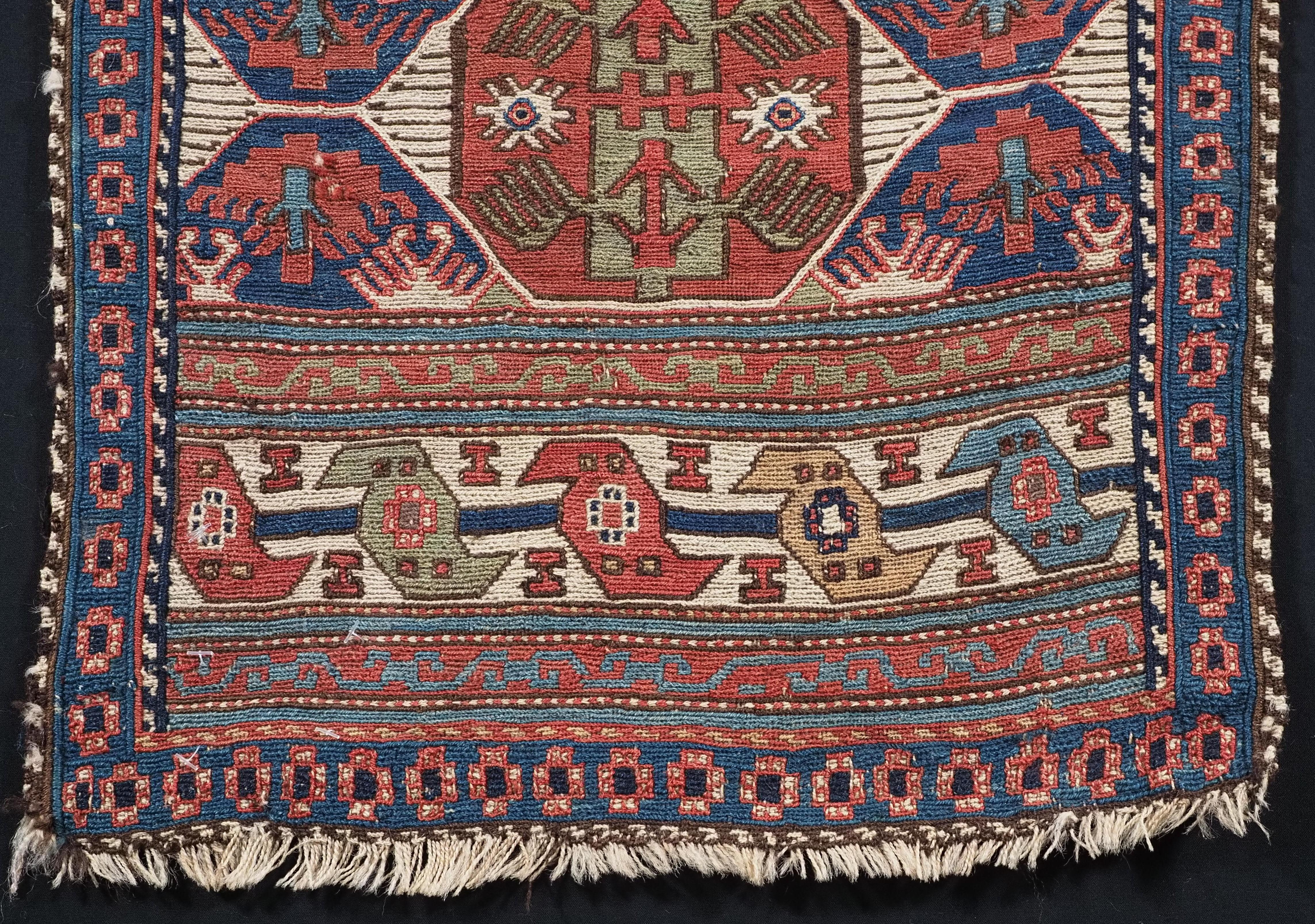 Wool Antique Shahsavan saddle bag face in soumak technique.  Circa 1870. For Sale