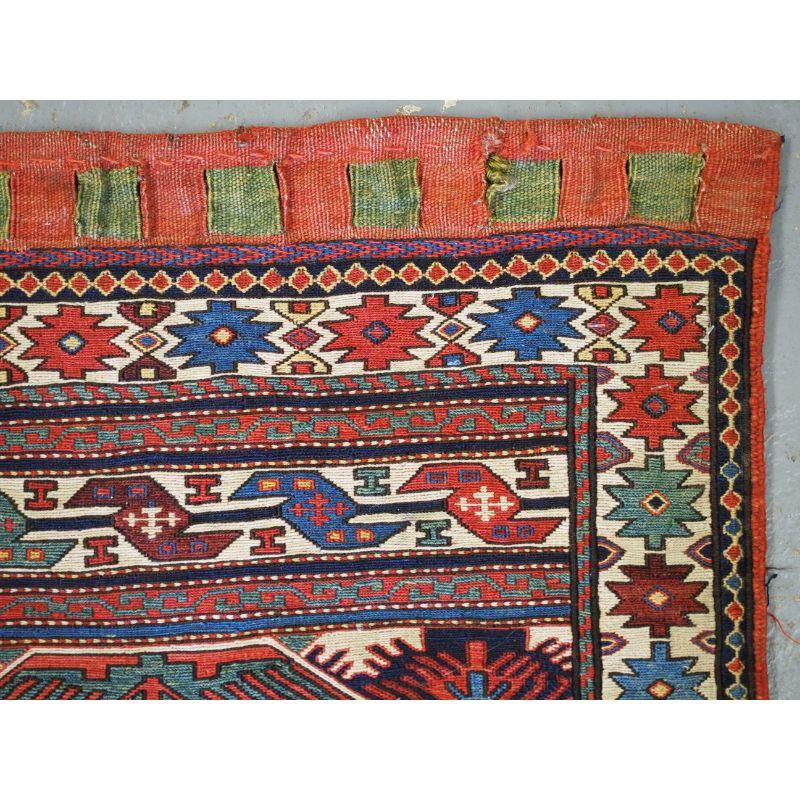 Hand-Woven Antique Shahsavan Saddle Bag Face in Soumak Technique For Sale