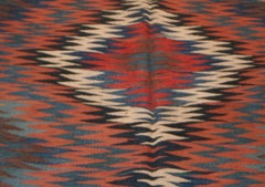 Antique Shahsavan Tribal Kilim Runner Rug & Kilim with Eye-Dazzler Design