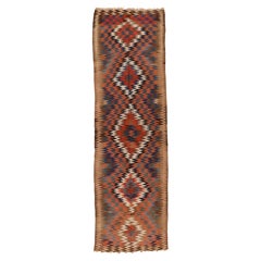 Antique Shahsavan Tribal Kilim Runner Rug & Kilim with Eye-Dazzler Design