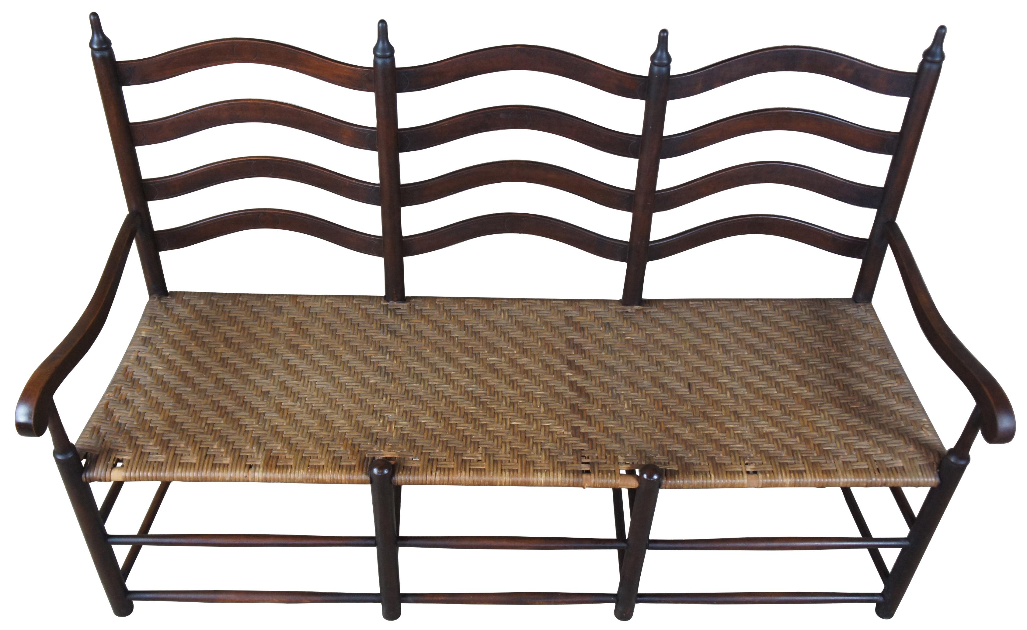 rattan bench with back
