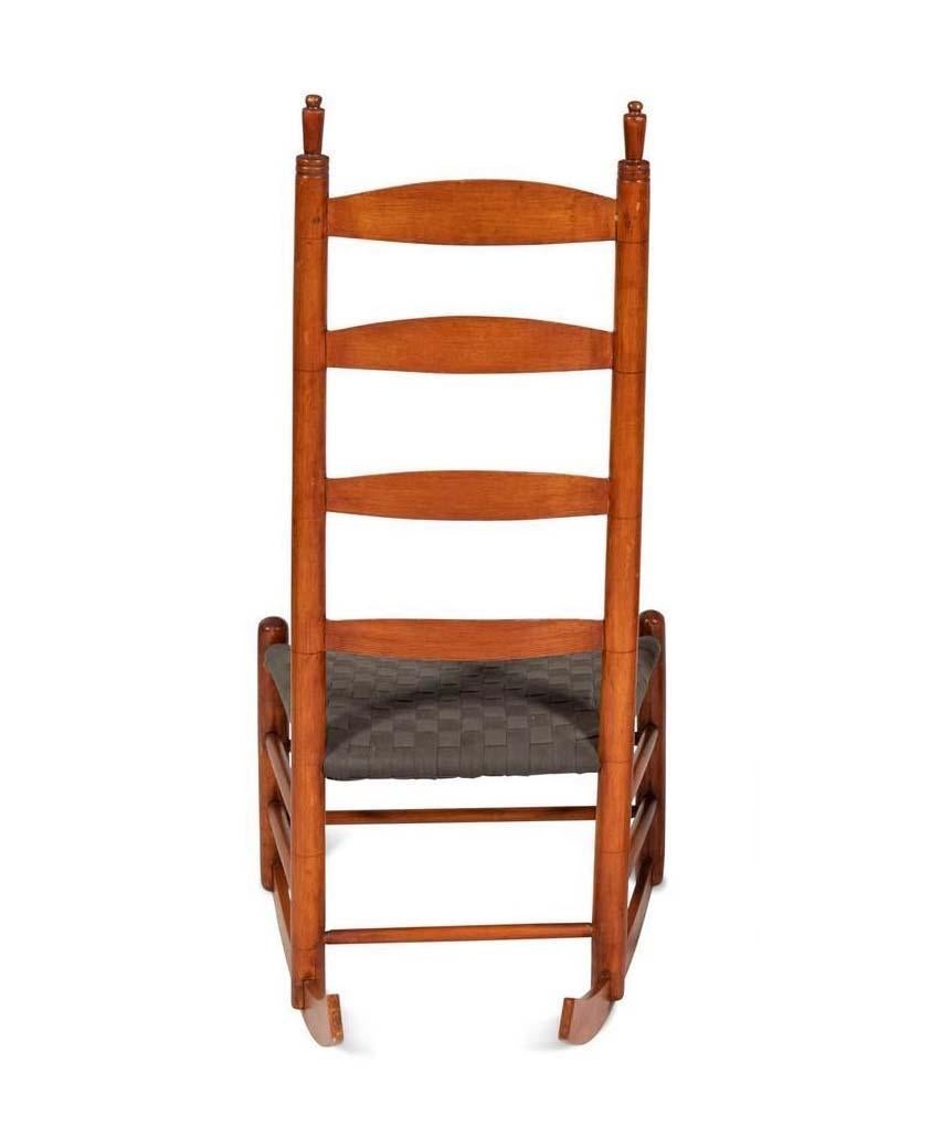 American Antique Shaker Ladder Back Rocking Chair For Sale