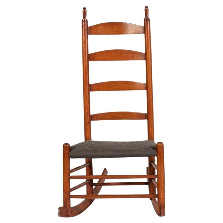 Antique Shaker Ladder Back Rocking Chair For Sale