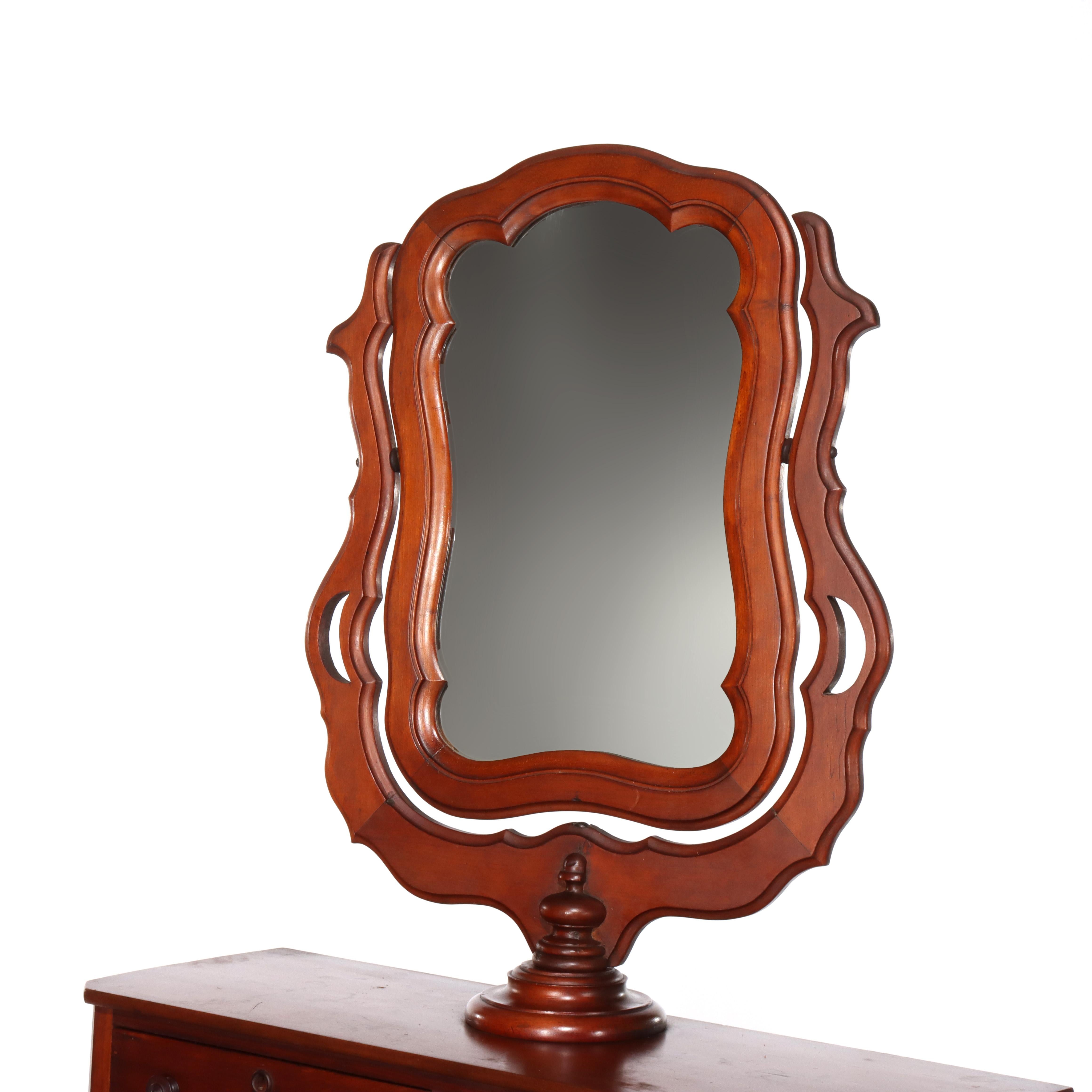 Antique Shaker School Cherry 5 Drawer Chest With Mirror C1890

Measures - 69 7/8