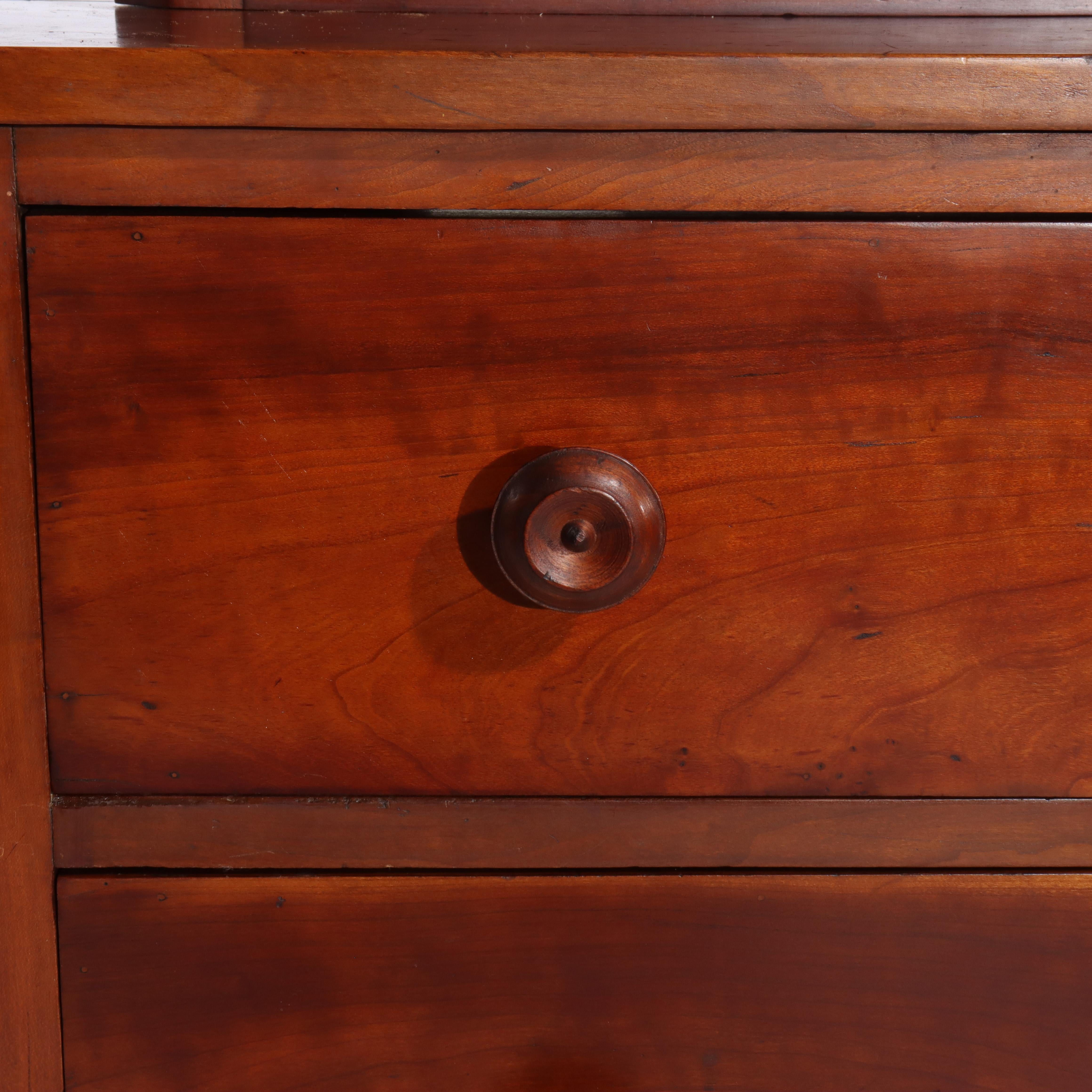 Antique Shaker School Cherry 5-Drawer Chest With Mirror C1890 For Sale 1