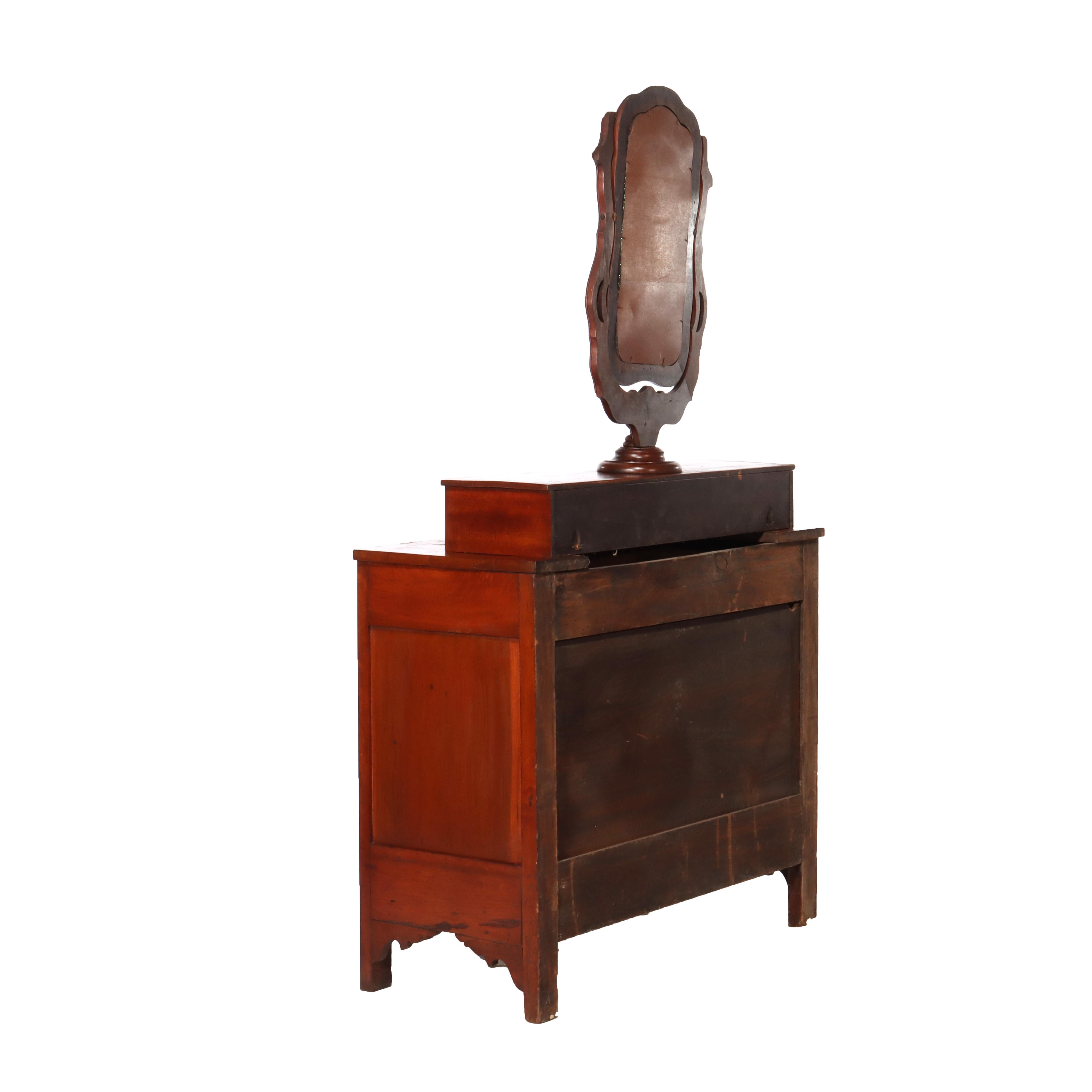 Antique Shaker School Cherry 5-Drawer Chest With Mirror C1890 For Sale 3