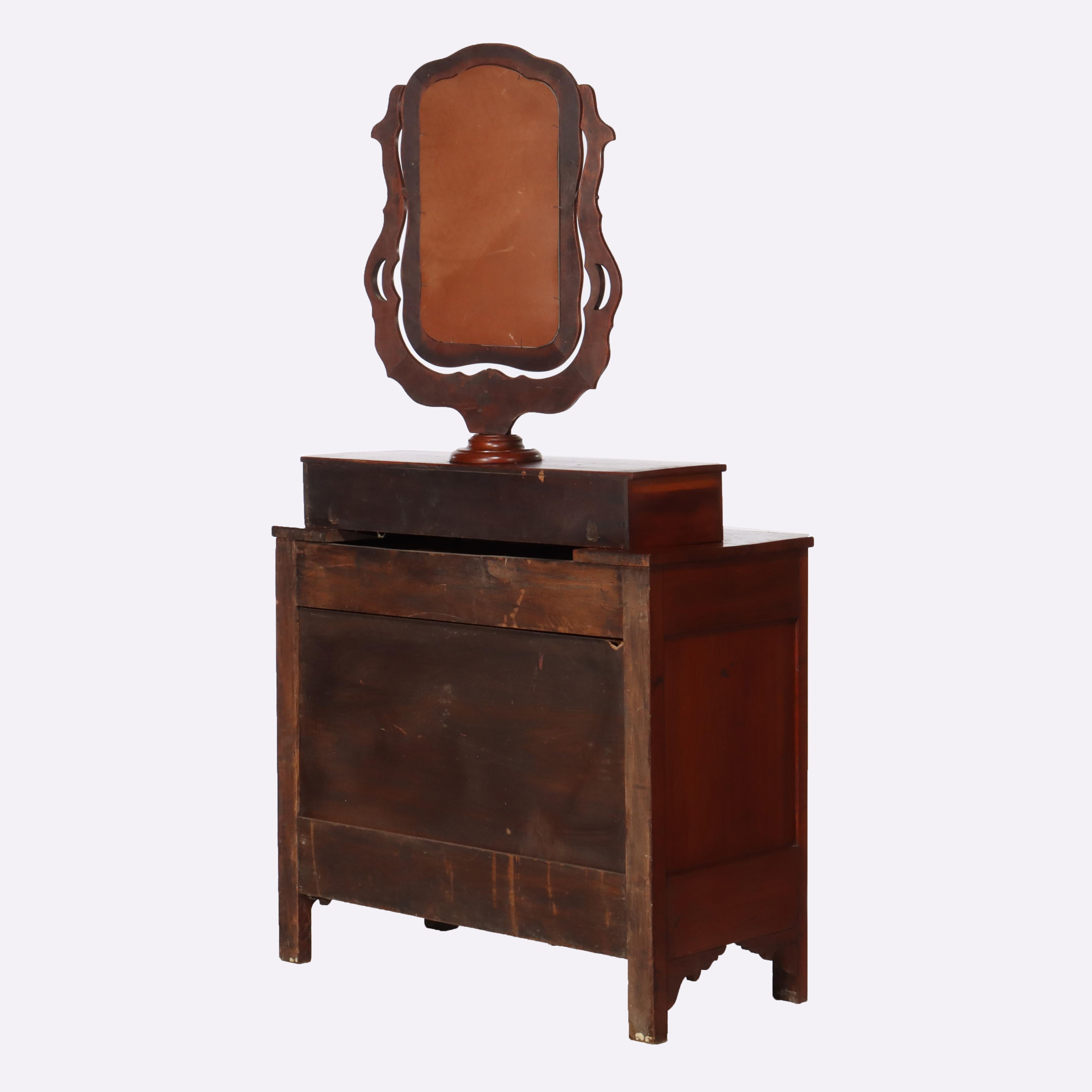 Antique Shaker School Cherry 5-Drawer Chest With Mirror C1890 For Sale 4