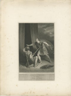 Antique Shakespeare Engraving, Julius Caesar, Brutus and Strato, Boydell, 1802