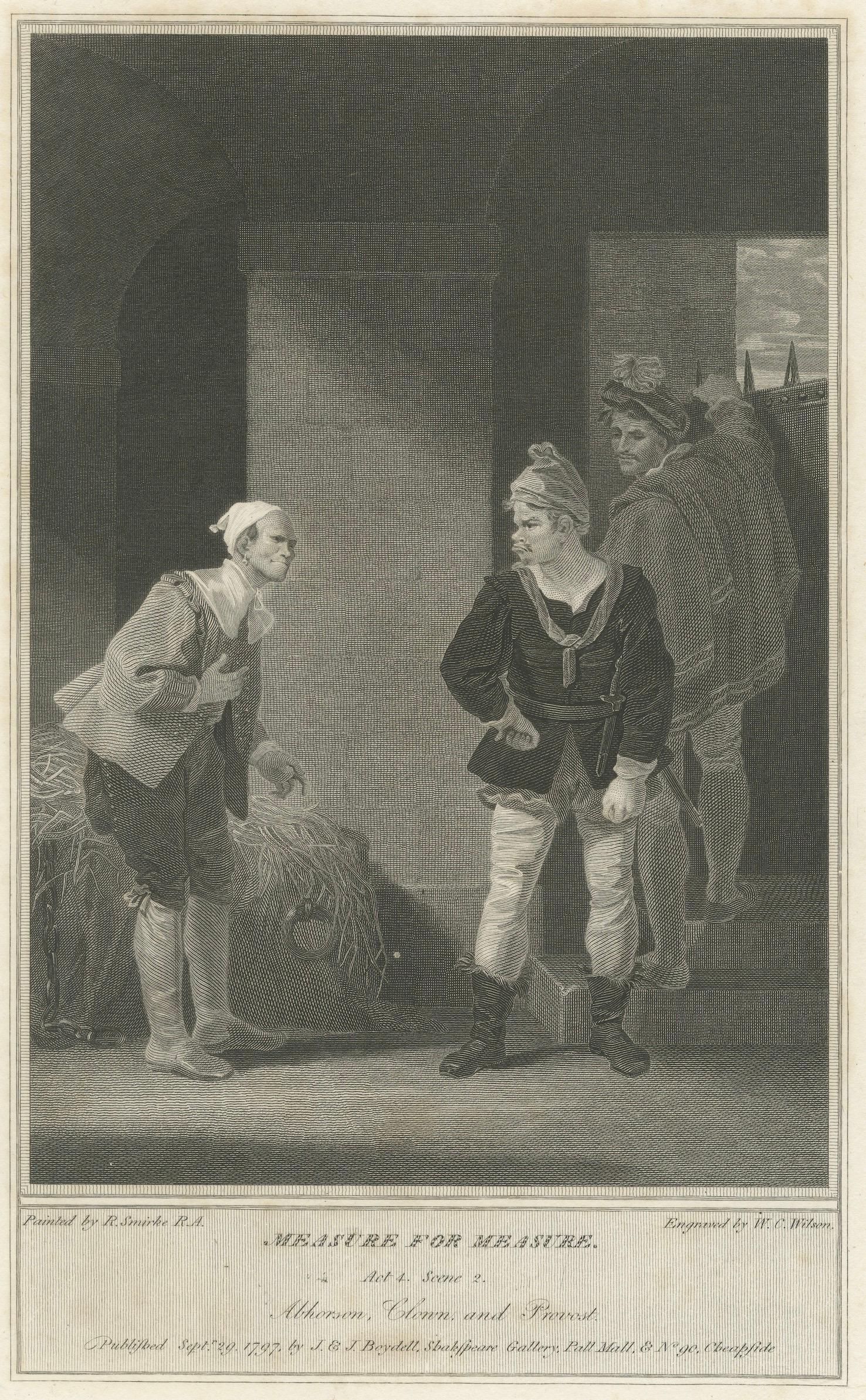 Antique Shakespeare Engraving - Measure for Measure Act I Scene I, Boydell 1797