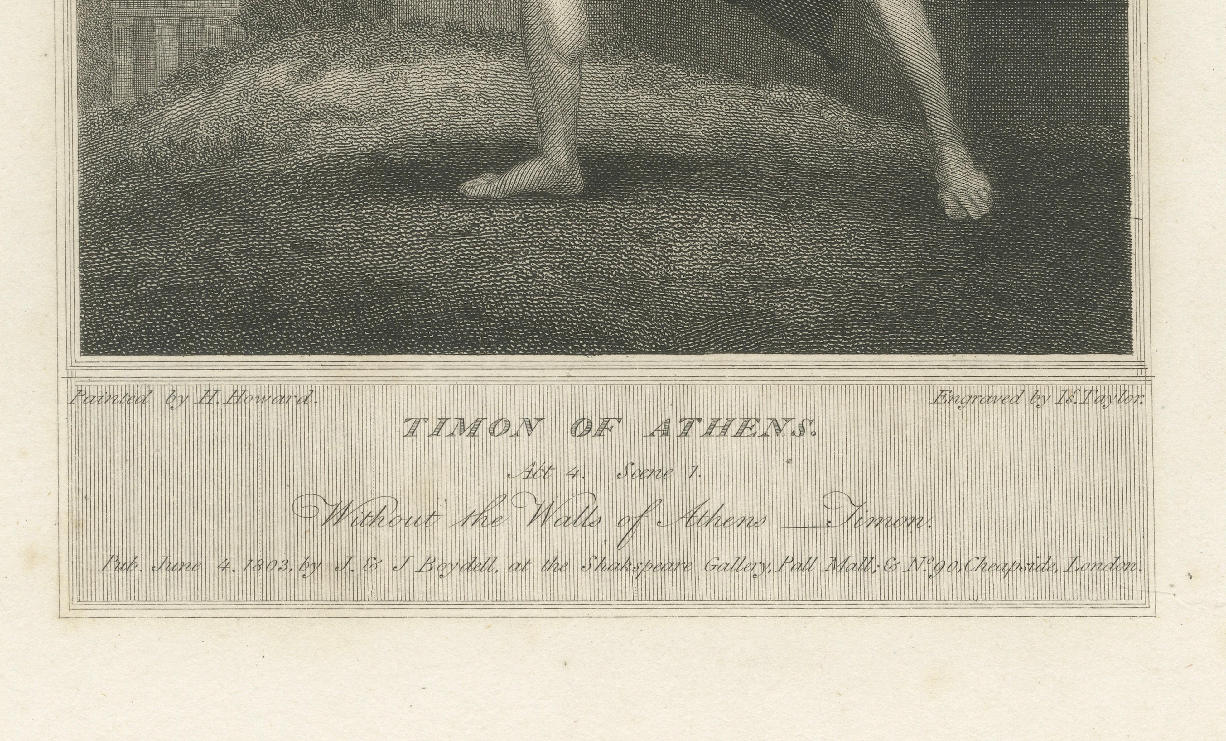 Antique Shakespeare Engraving – Timon of Athens, Boydell Gallery, 1803