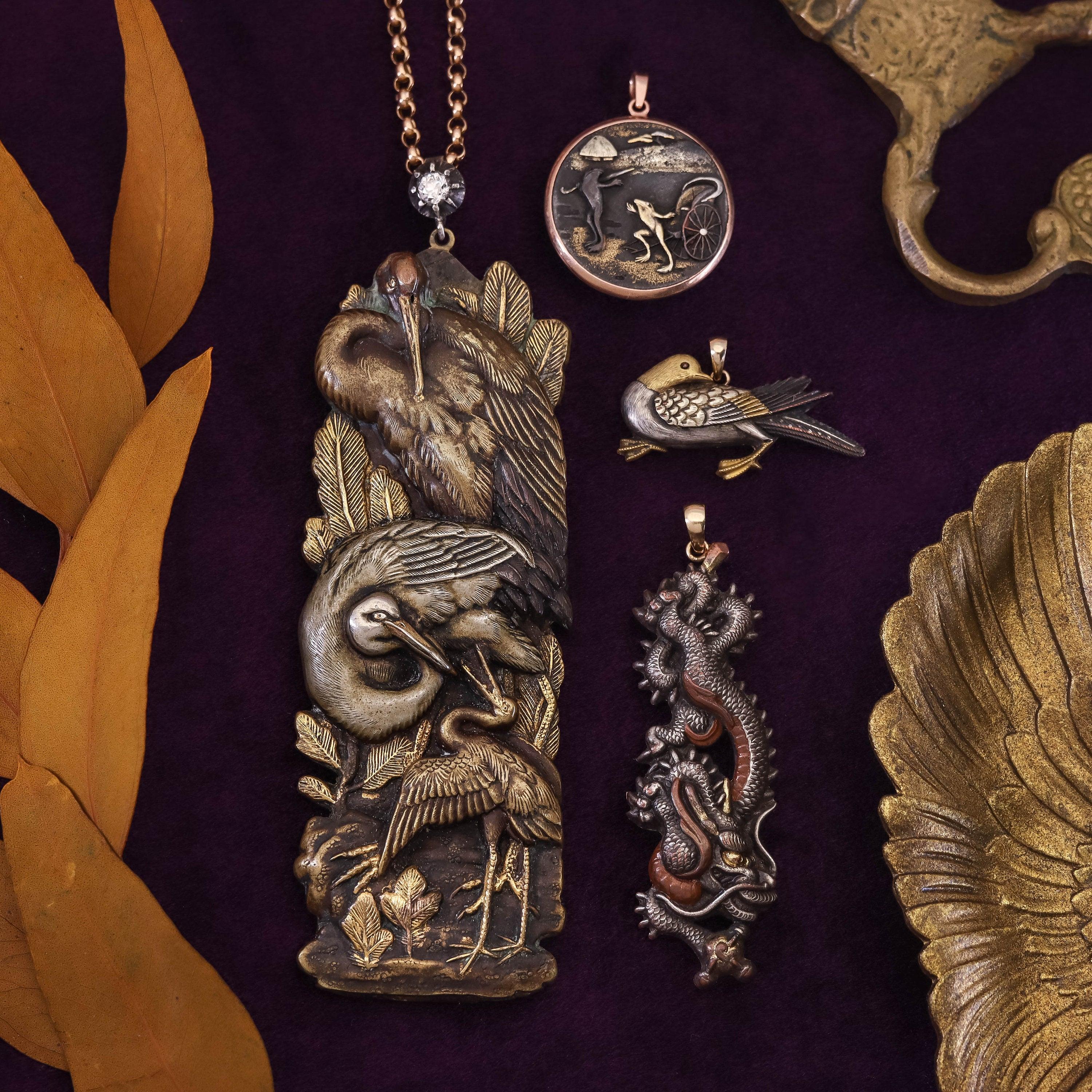 Antique Shakudo Dragon Conversion Necklace For Sale 1
