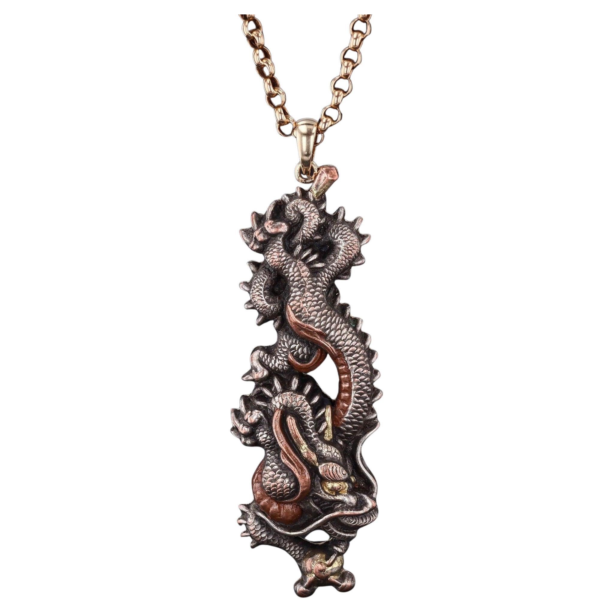 Antique Shakudo Dragon Conversion Necklace For Sale
