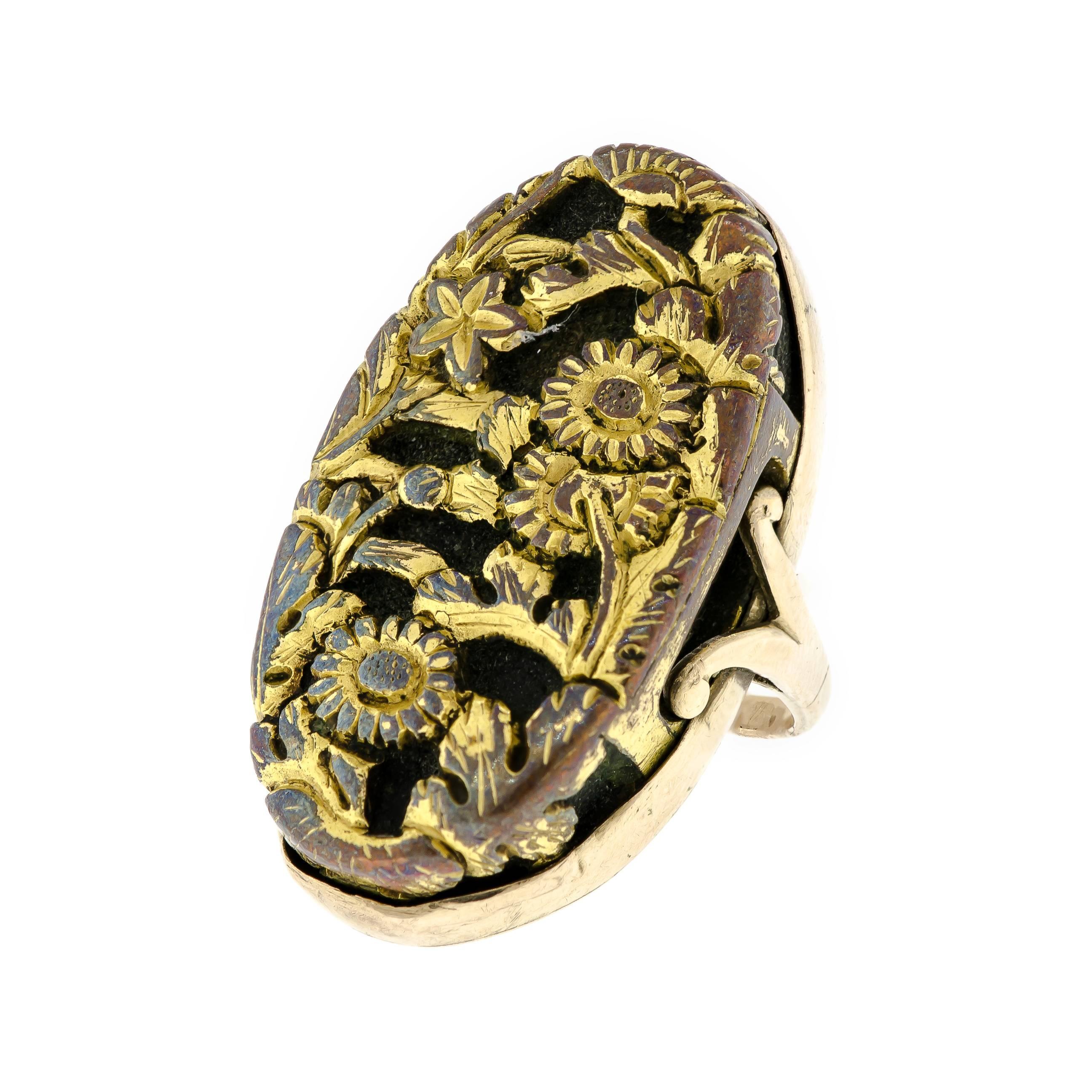 Women's Antique Shakudo Ring For Sale