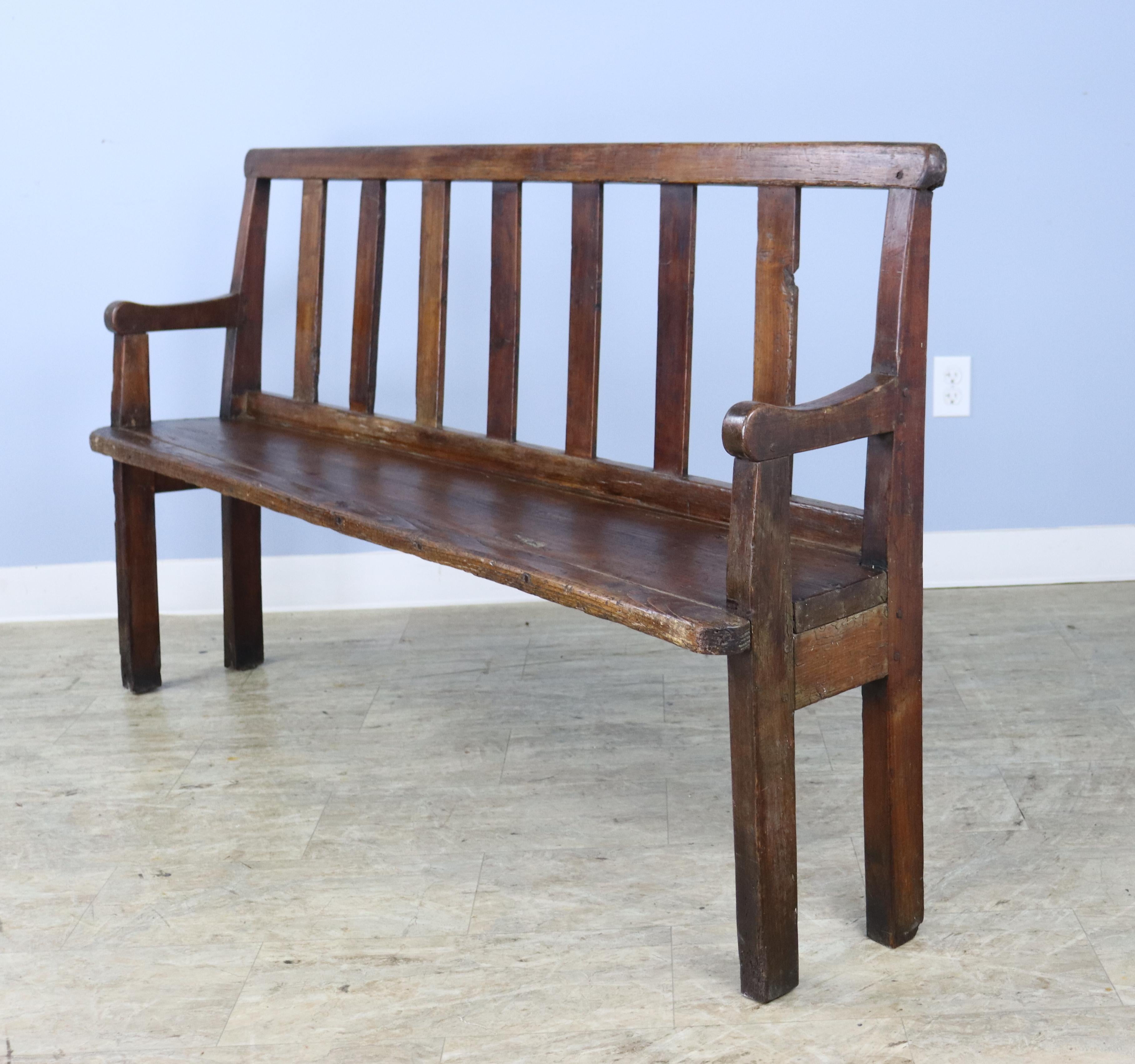 French Antique Shallow Pine Seat For Sale